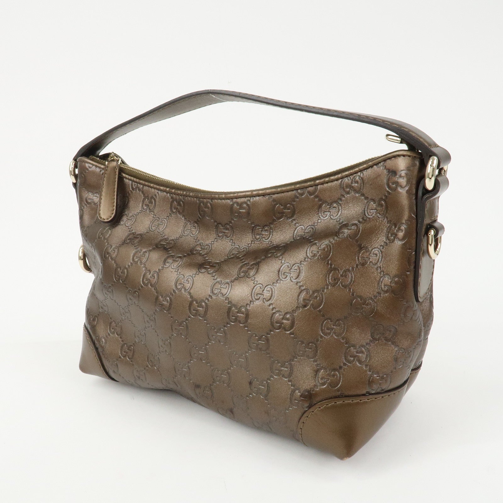GUCCI Guccissima Bamboo Leather Shoulder Bag Hand Bag Bronze 269959
