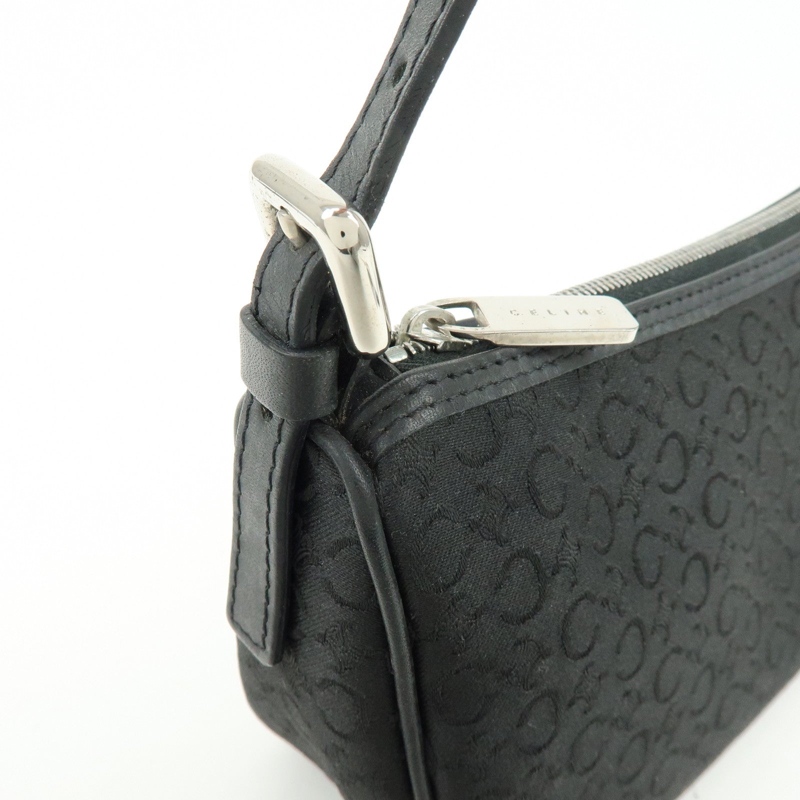 CELINE C Macadam Leather Shoulder Hand Bag Accessory Pouch Black