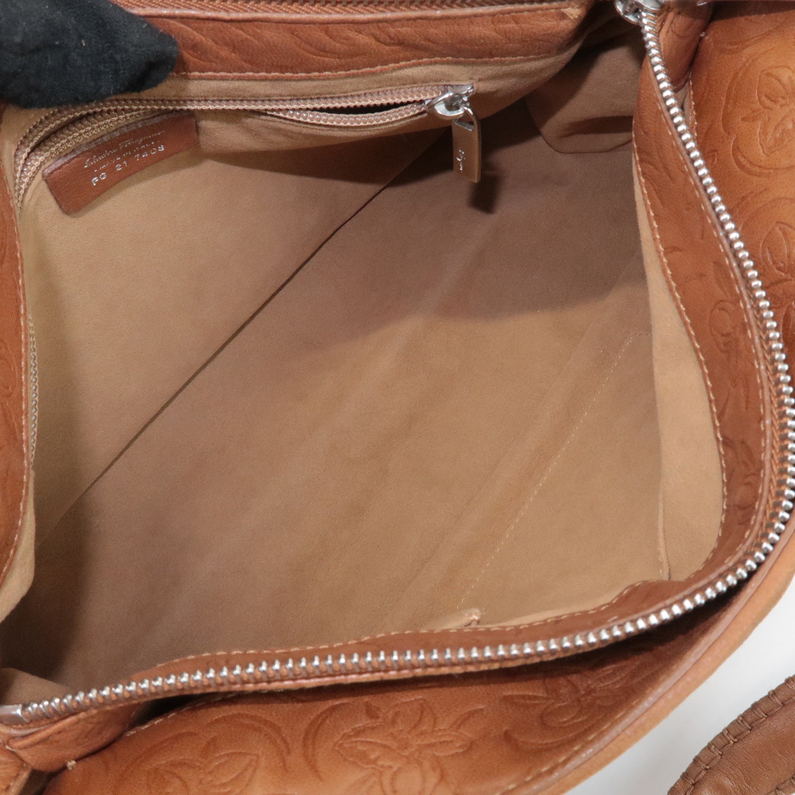 Ferragamo Ganchini Leather Shoulder Bag Hand Bag Brown Used