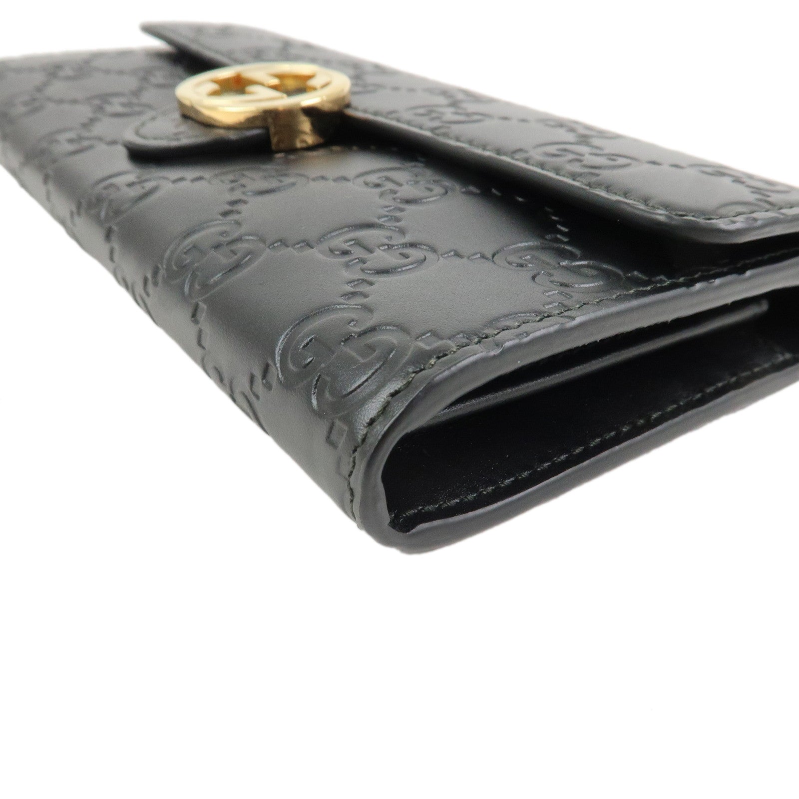 GUCCI Guccissima Interlocking G Long Wallet Black 369663