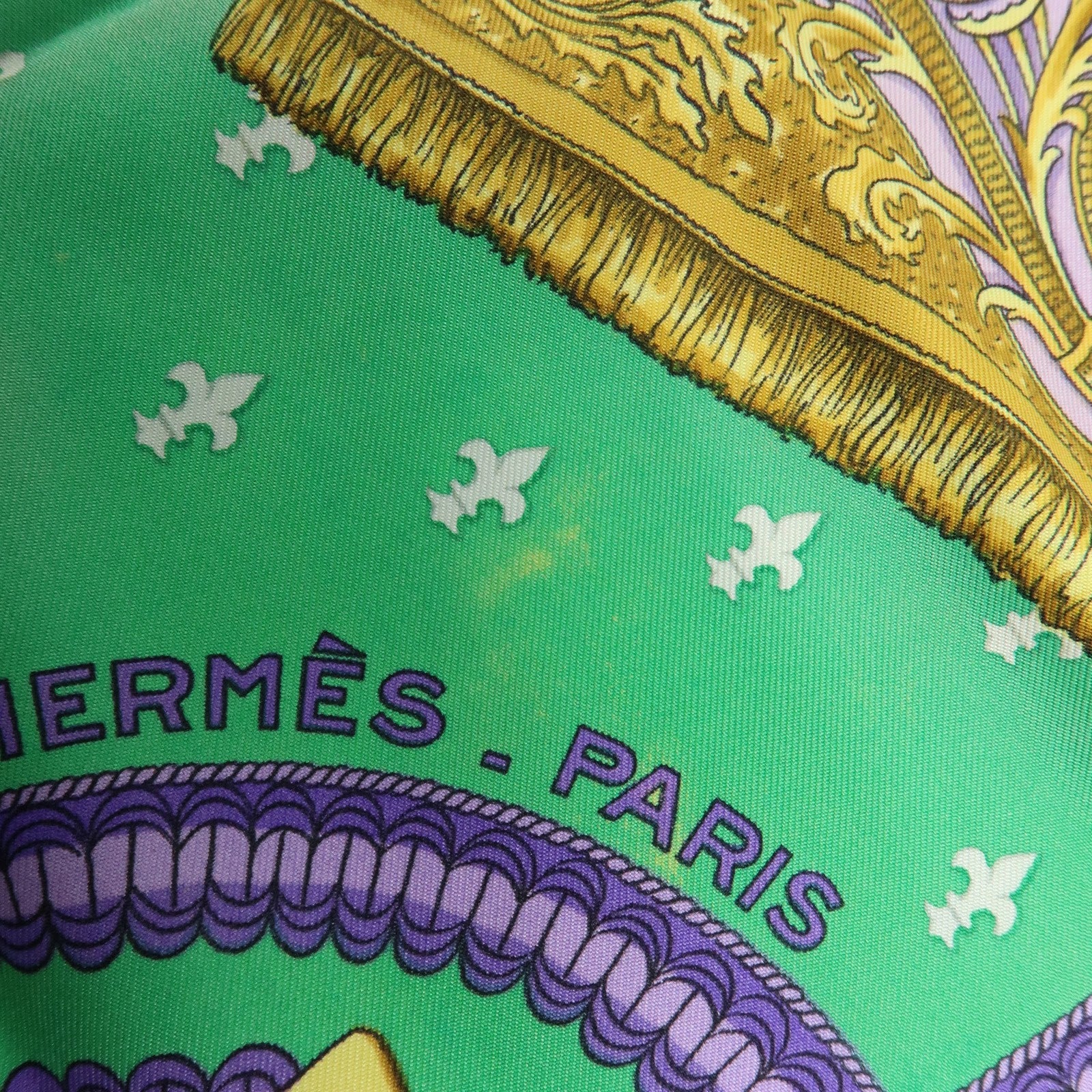 HERMES Carre 90 Set of 2 Silk 100% Scarf Navy Ivory Green Purple