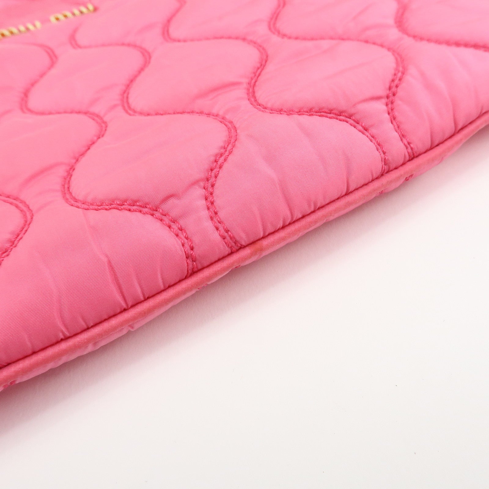 MIU MIU Nylon Clutch Bag Wristlet Bag Pink 5N1851