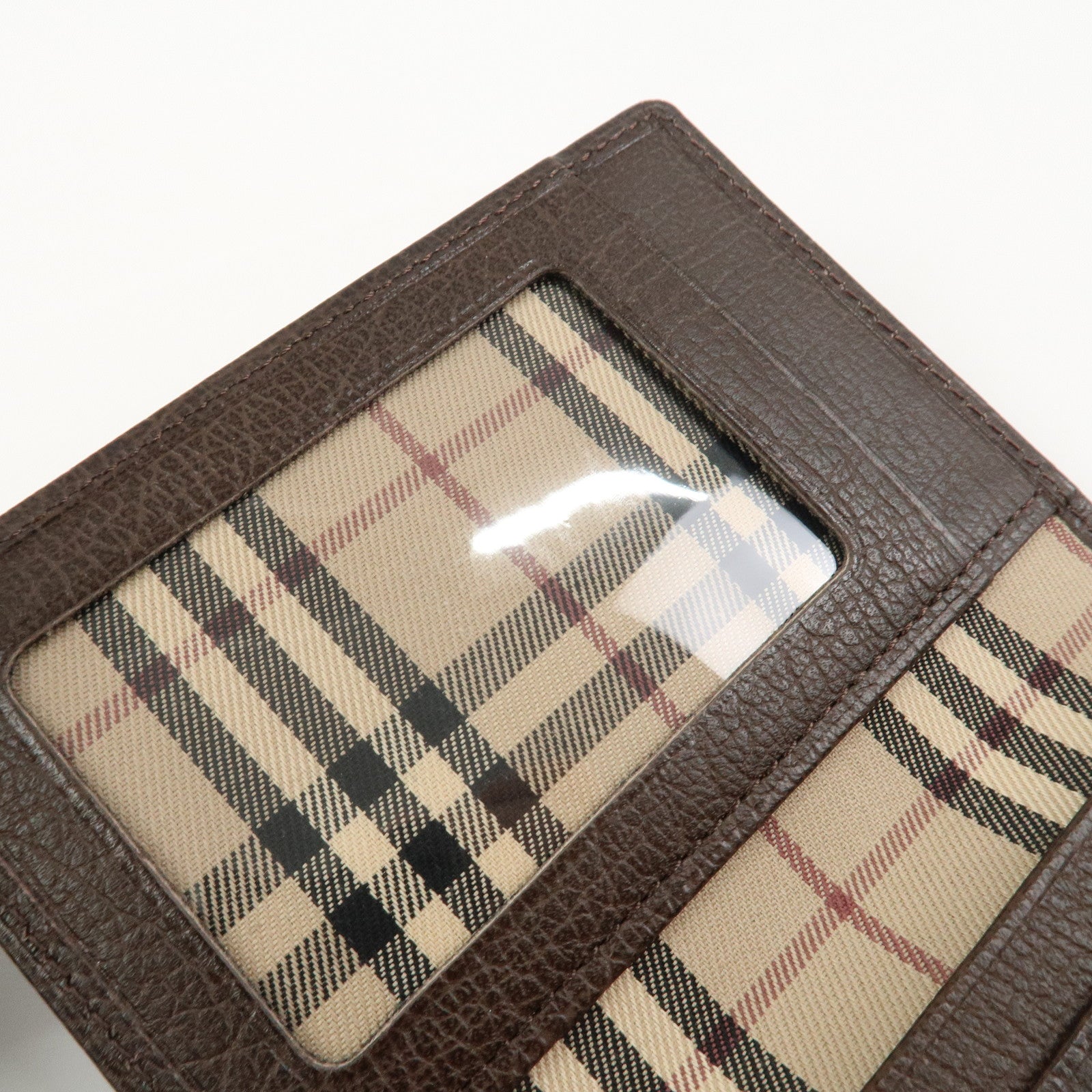 BURBERRY Calf Leather Card Case Card Holder Fragment Case Brown