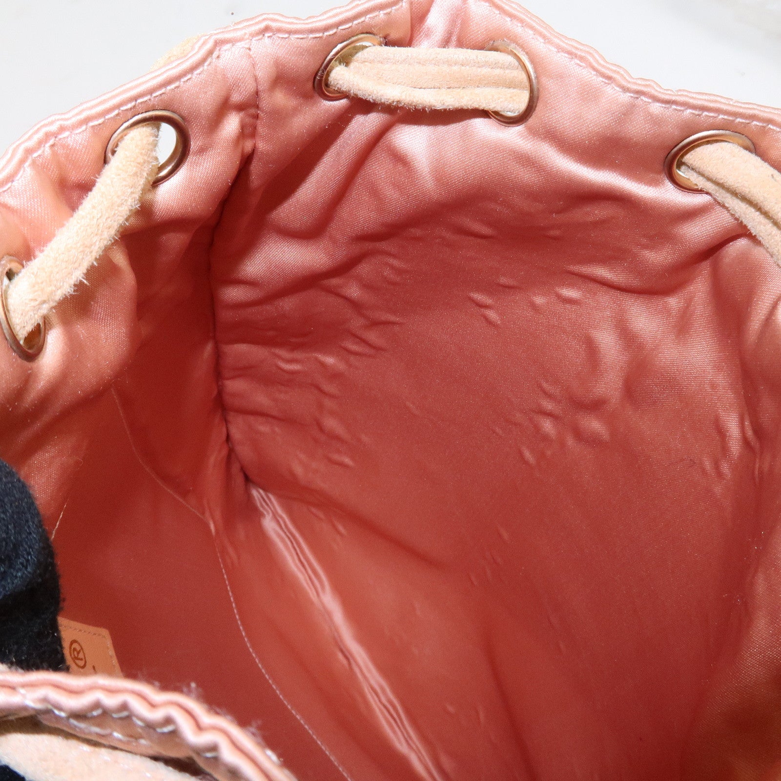 CHANEL Matelasse Satin Suede Back Pack Ruck Sack Pink Beige Used