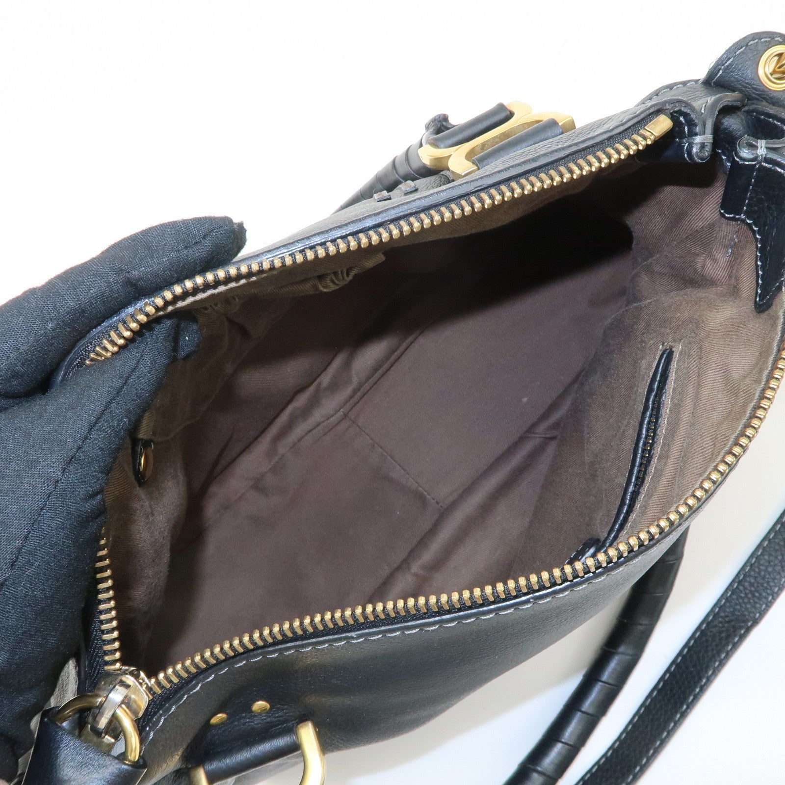 Chloe Leather Marcie 2Way Shoulder Bag Hand Bag Black