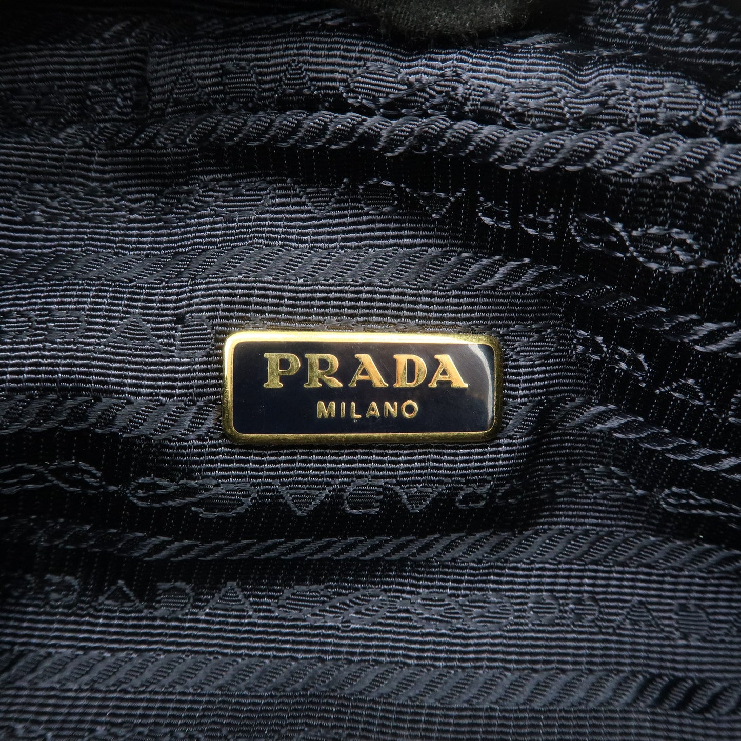 PRADA Triangle Logo Denim Pouch Cosmetic Pouch Blue Gold HDW