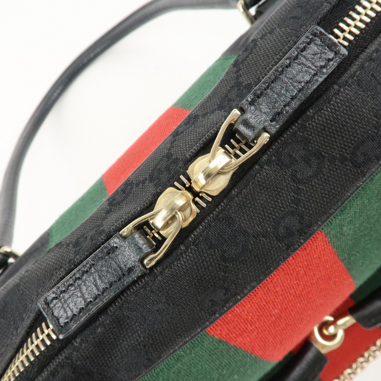 GUCCI Sherry Horsebit GG Canvas Leather Boston Bag 131021