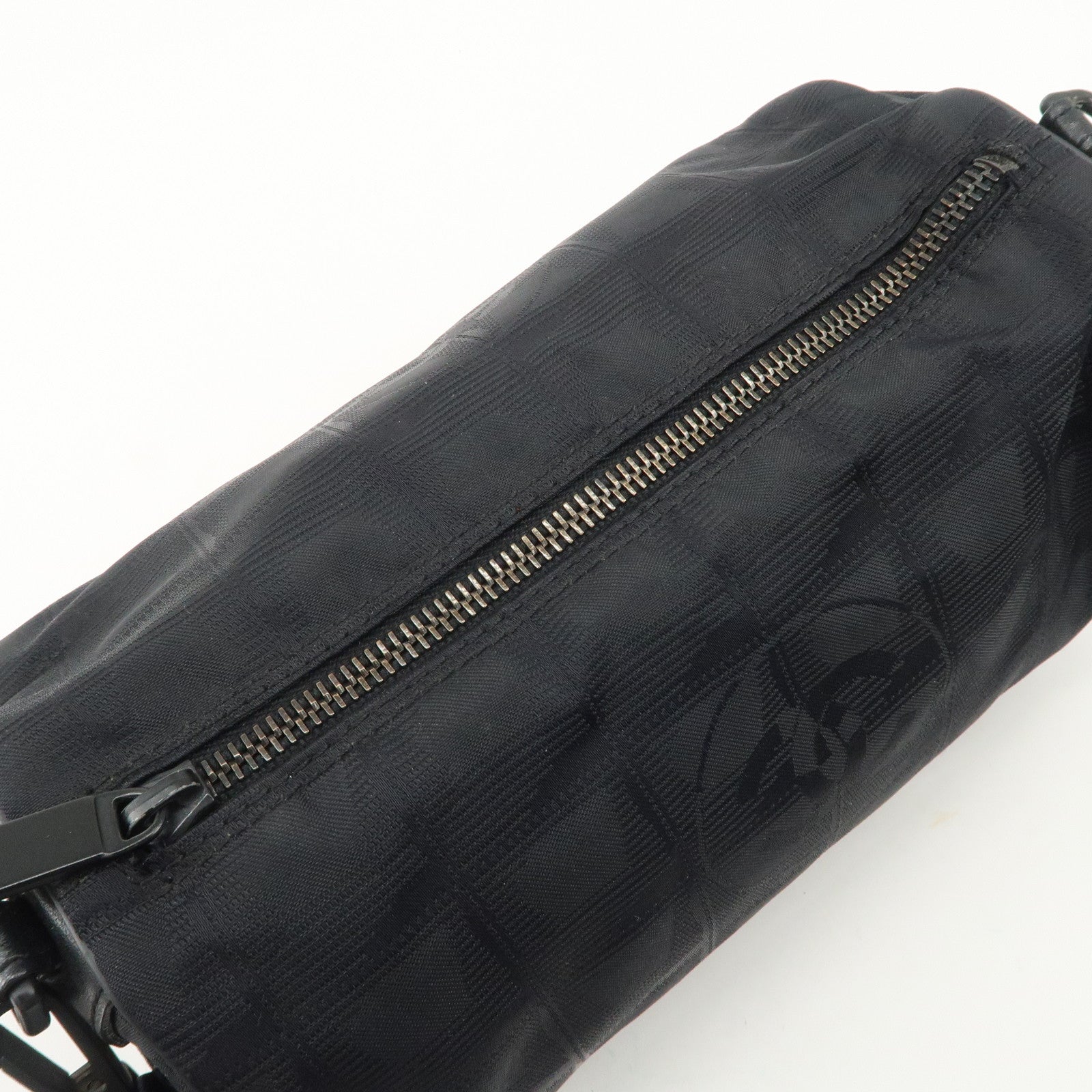 CHANEL New Travel Line Nylon Jacquard Leather Shoulder Bag A17669 Used