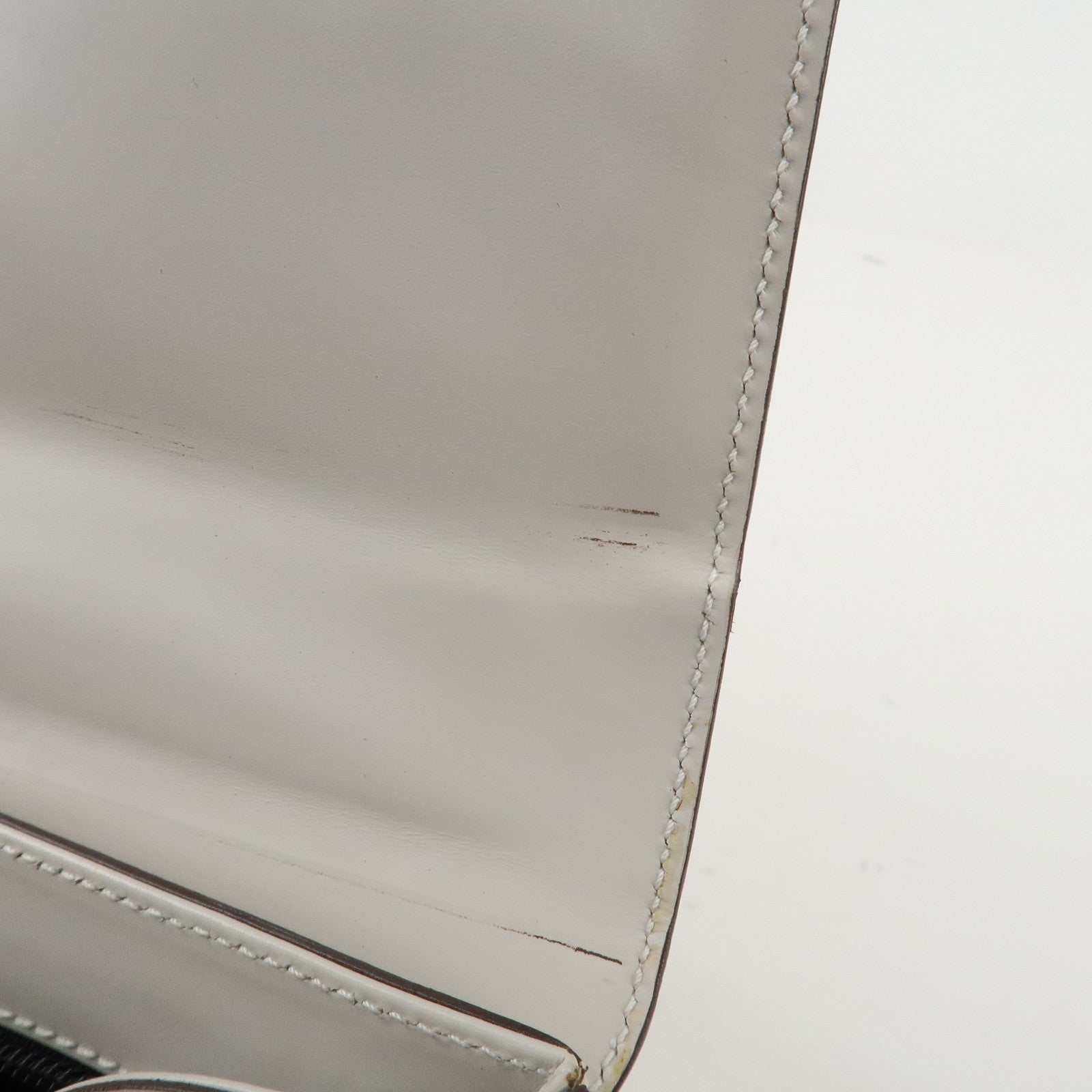 Ferragamo Gancini Pattern Leather Hand Bag Ivory Used