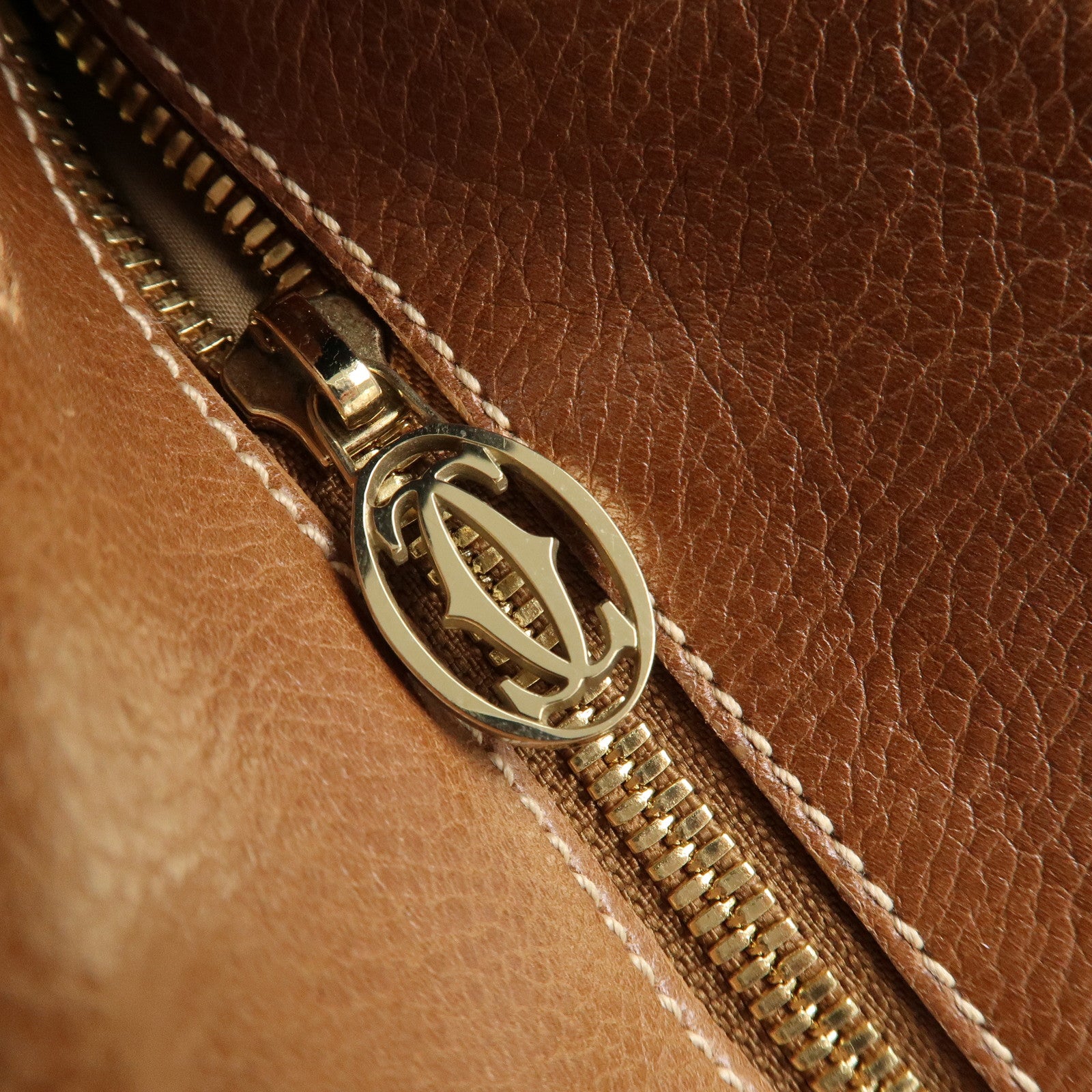 Cartier Marcello Du Cartier Leather Tote Bag Hand Bag Brown Used