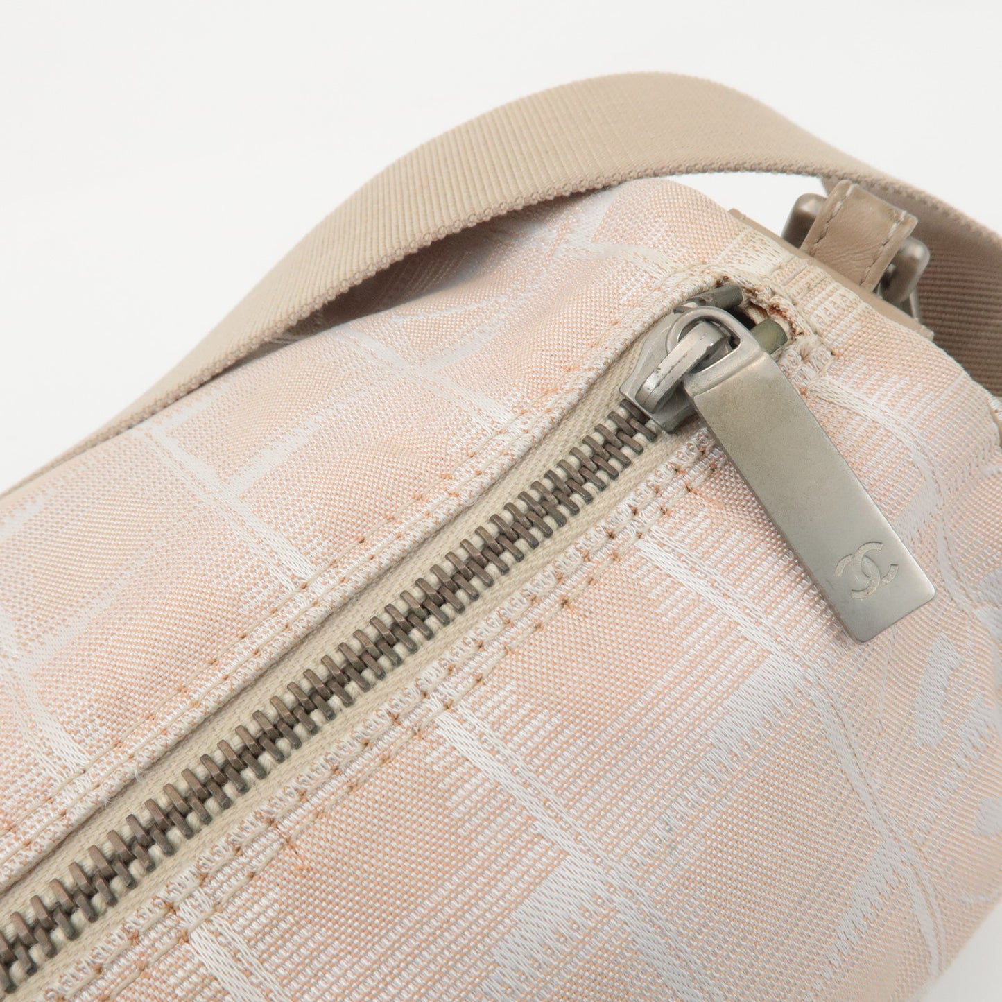 CHANEL New Travel Line Nylon Jacquard Shoulder Bag Beige A17672