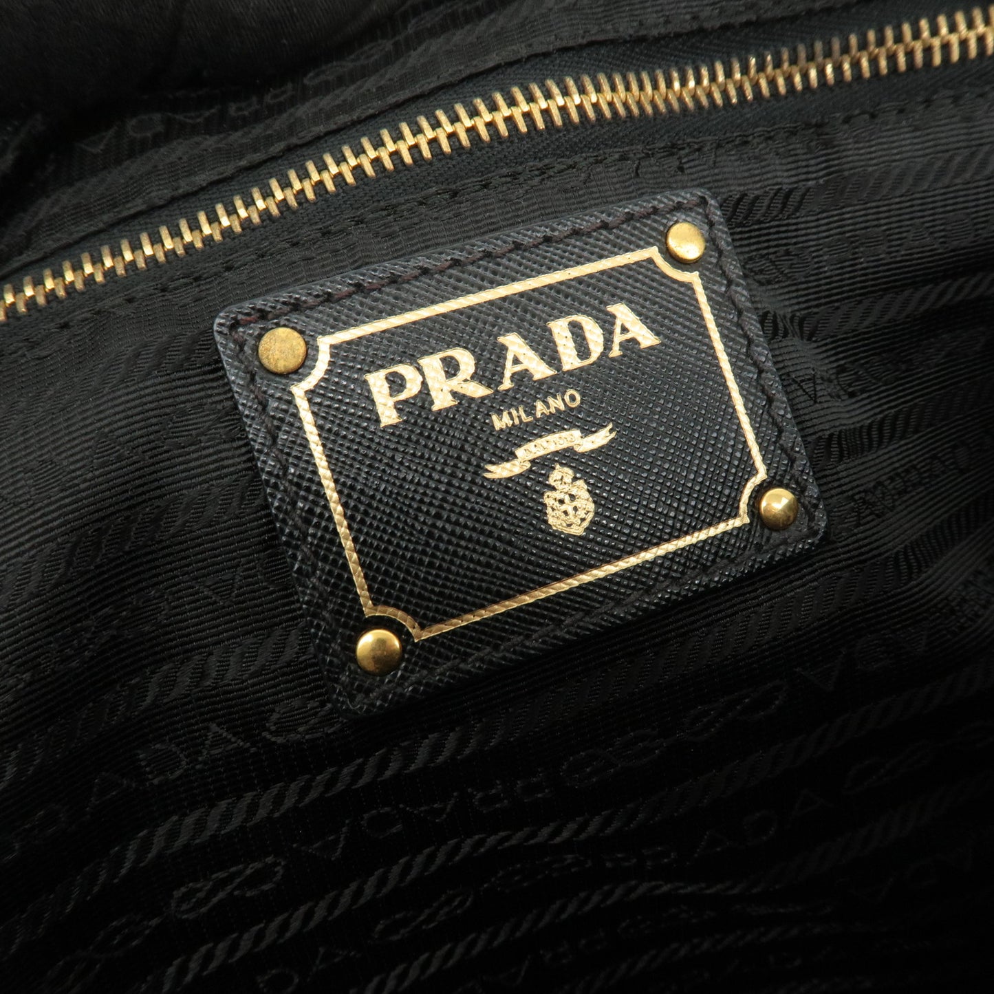 PRADA Logo Nylon Leather Tote Bag Shoulder Bag Black BL0600