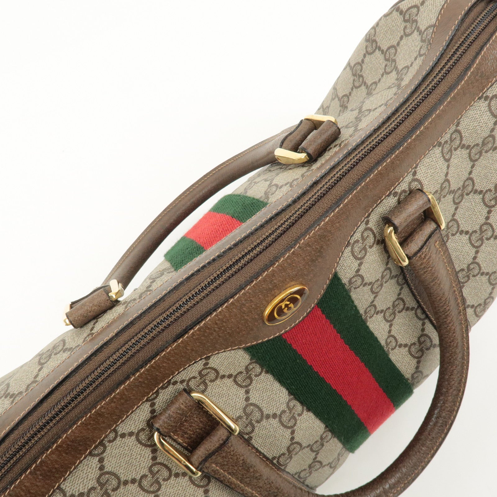 GUCCI Old Gucci Sherry GG Plus Leather Boston Bag 58.02.007