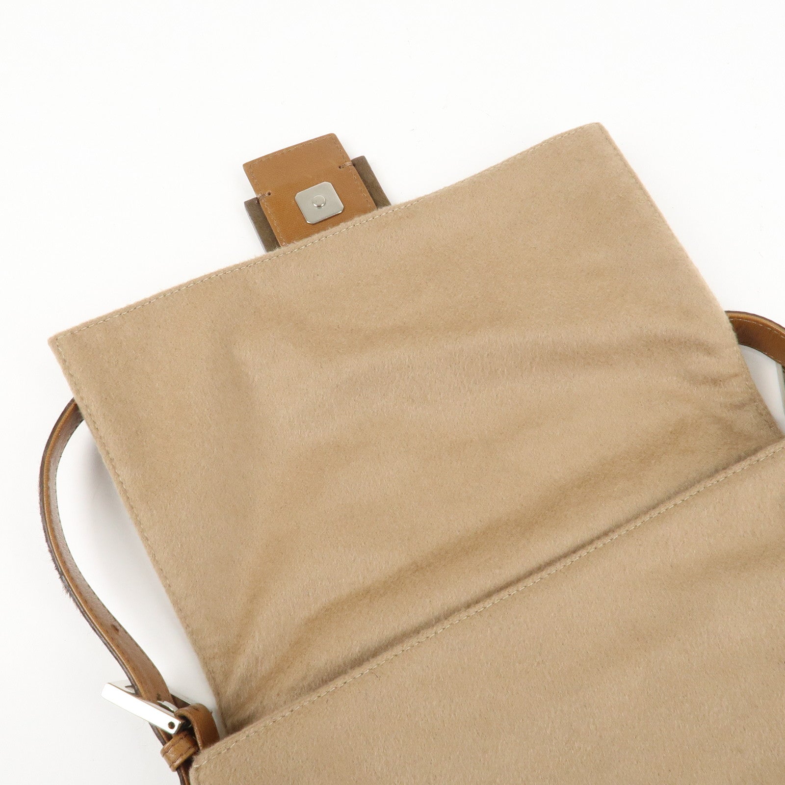 FENDI Mamma Baguette Wool Unborn Calf Shoulder Bag 26325 Used