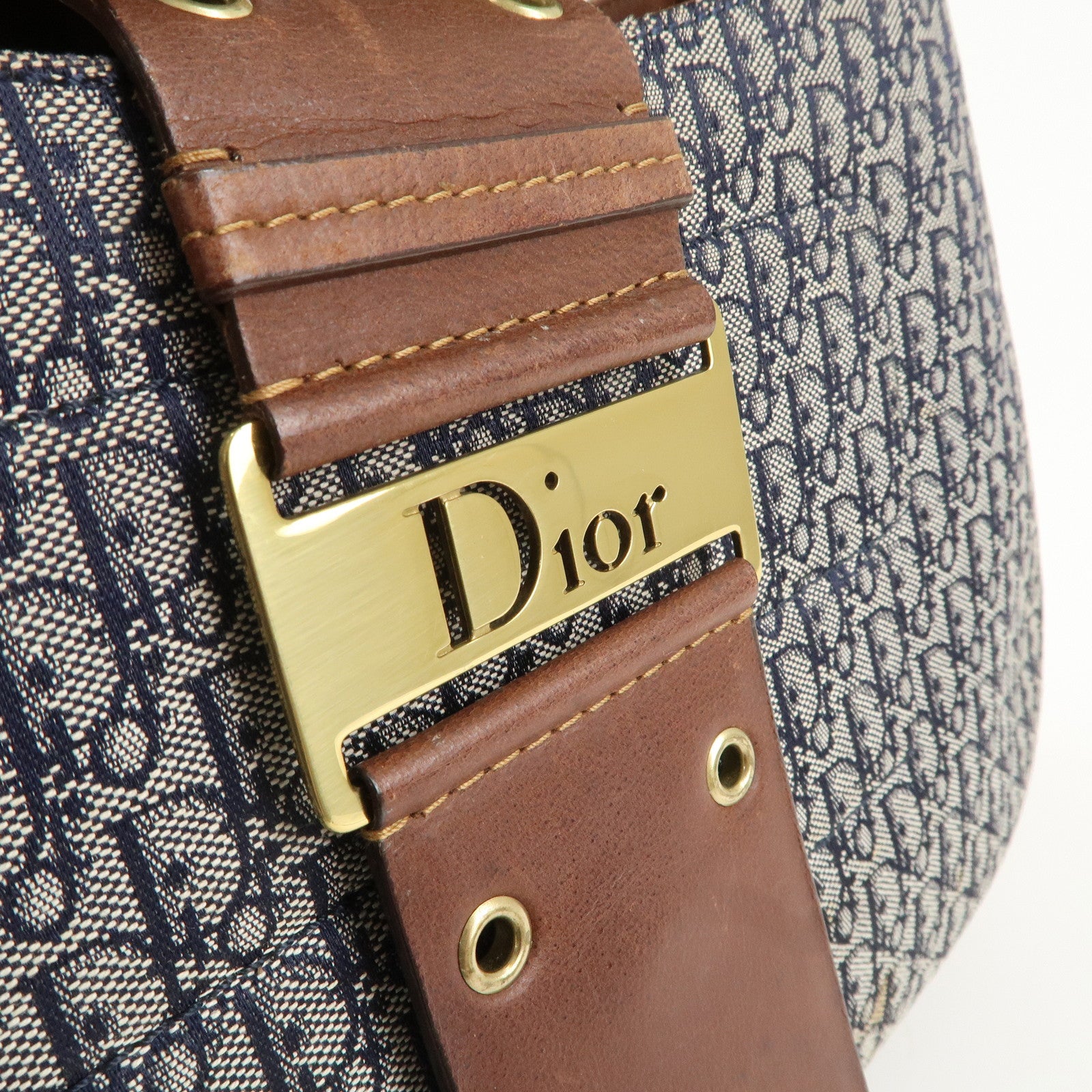 Christian Dior Trotter Street Chic Canvas Leather Shoulder Bag