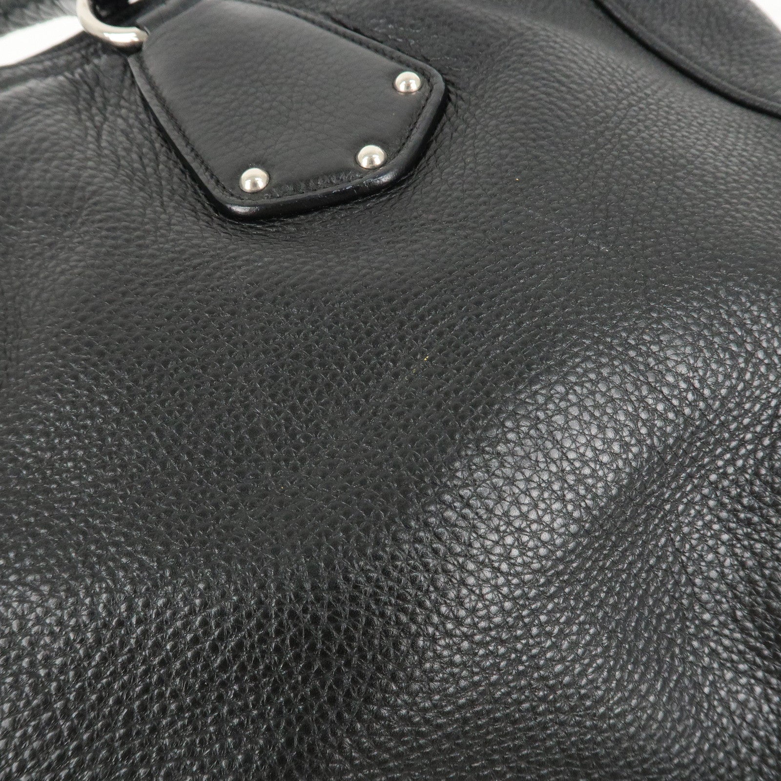 PRADA Leather 2 Way Bag Tote Bag Black Silver Hardware