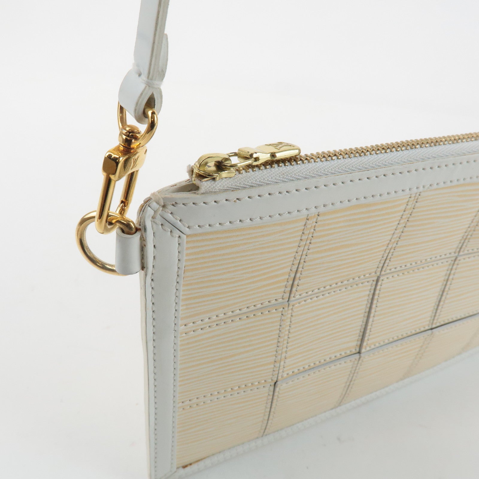 Louis Vuitton Epi Stretch Delmonico Hand Bag White Gold M54603 Used