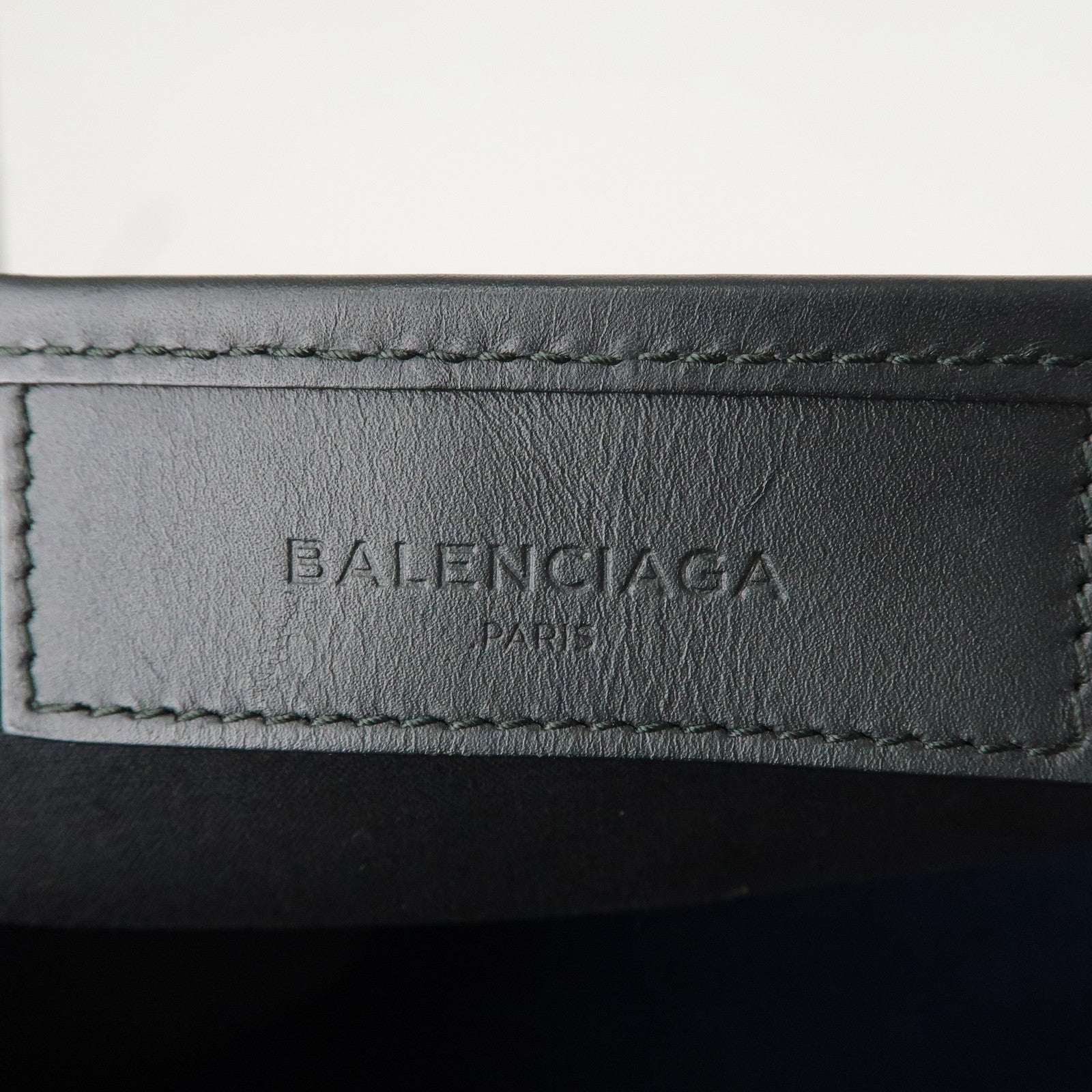 BALENCIAGA Denim Navy Cabas S Canvas Leather Tote Bag Blue 339933