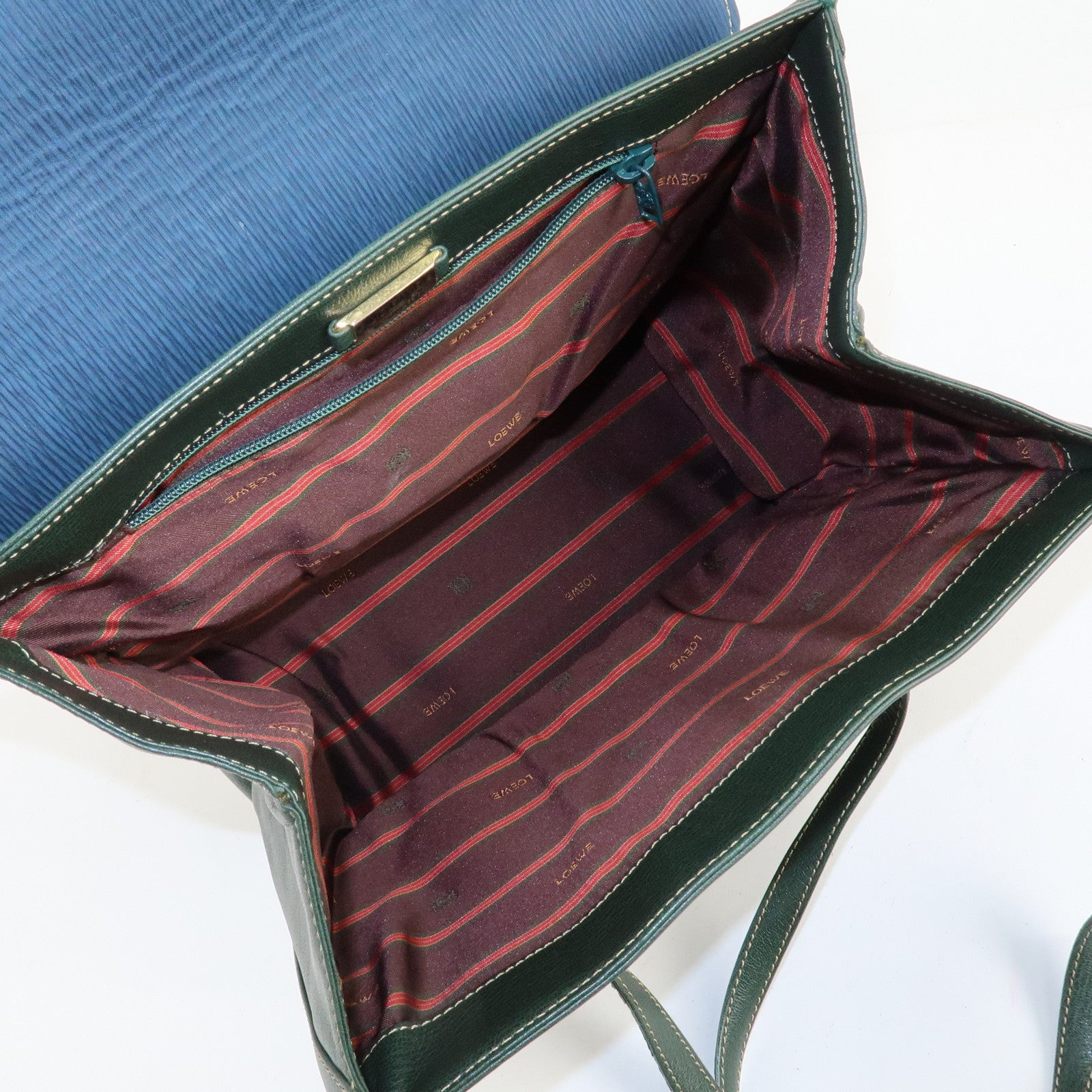 LOEWE Velazquez Suede Leather Shoulder Bag Green Blue Used