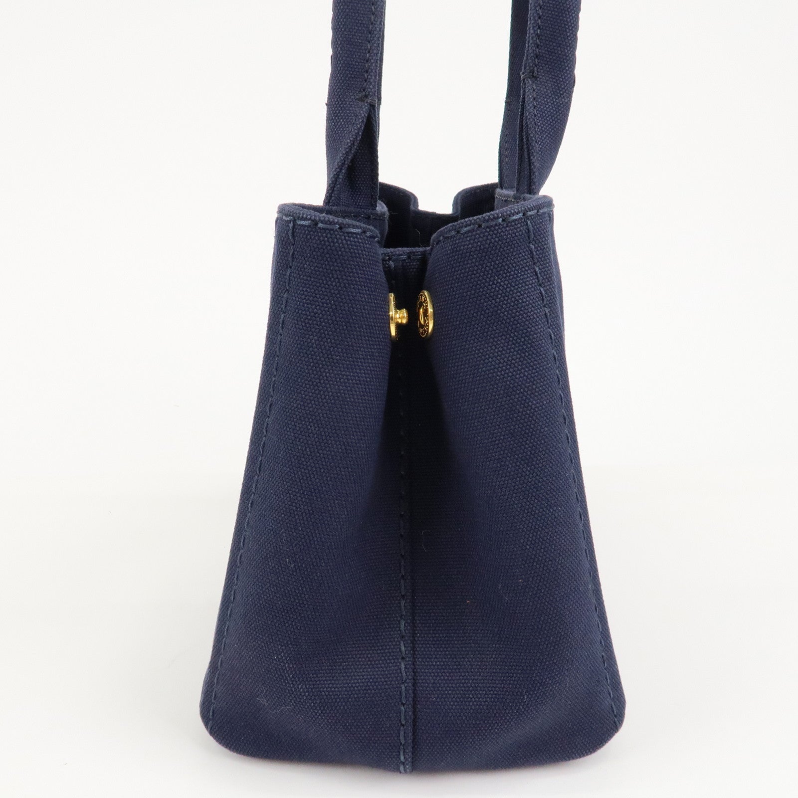 PRADA Canapa Mini Canvas Tote Bag Hand Bag Navy 1BG439