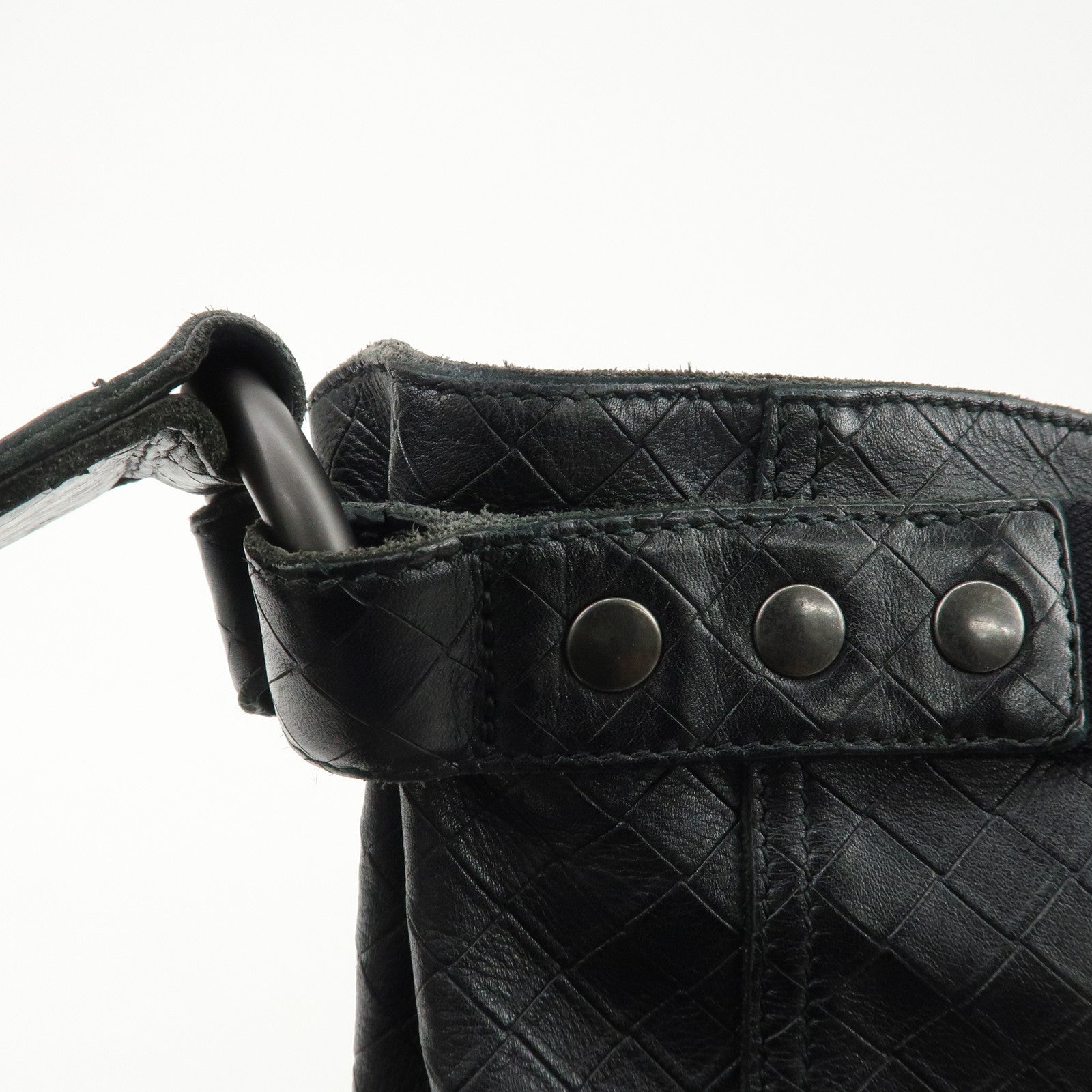 BOTTEGA VENETA Intrecciato Mirage Leather Shoulder Bag Black