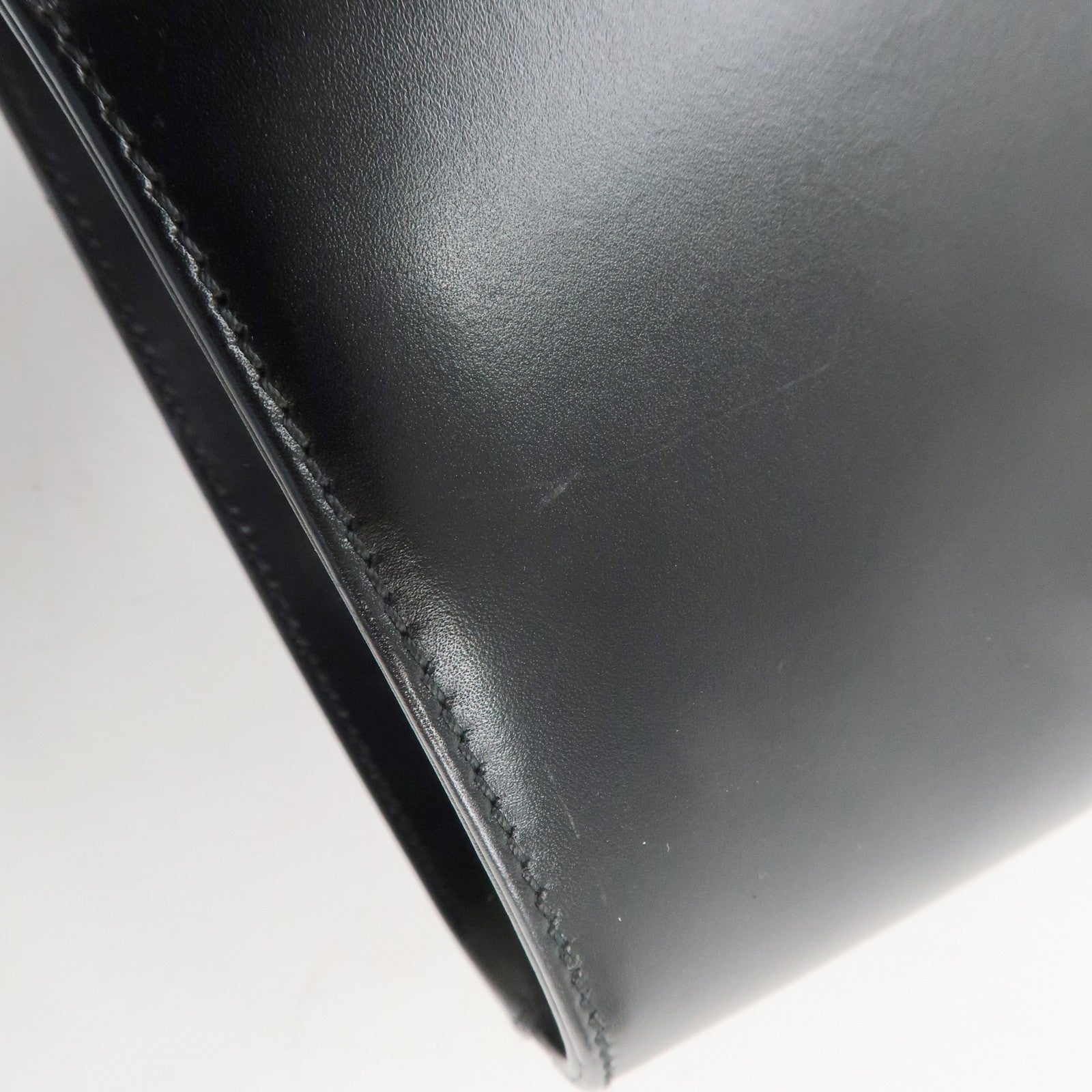 Ferragamo Vara Ribbon Leather Small Hand Bag Black Gold HDW Used