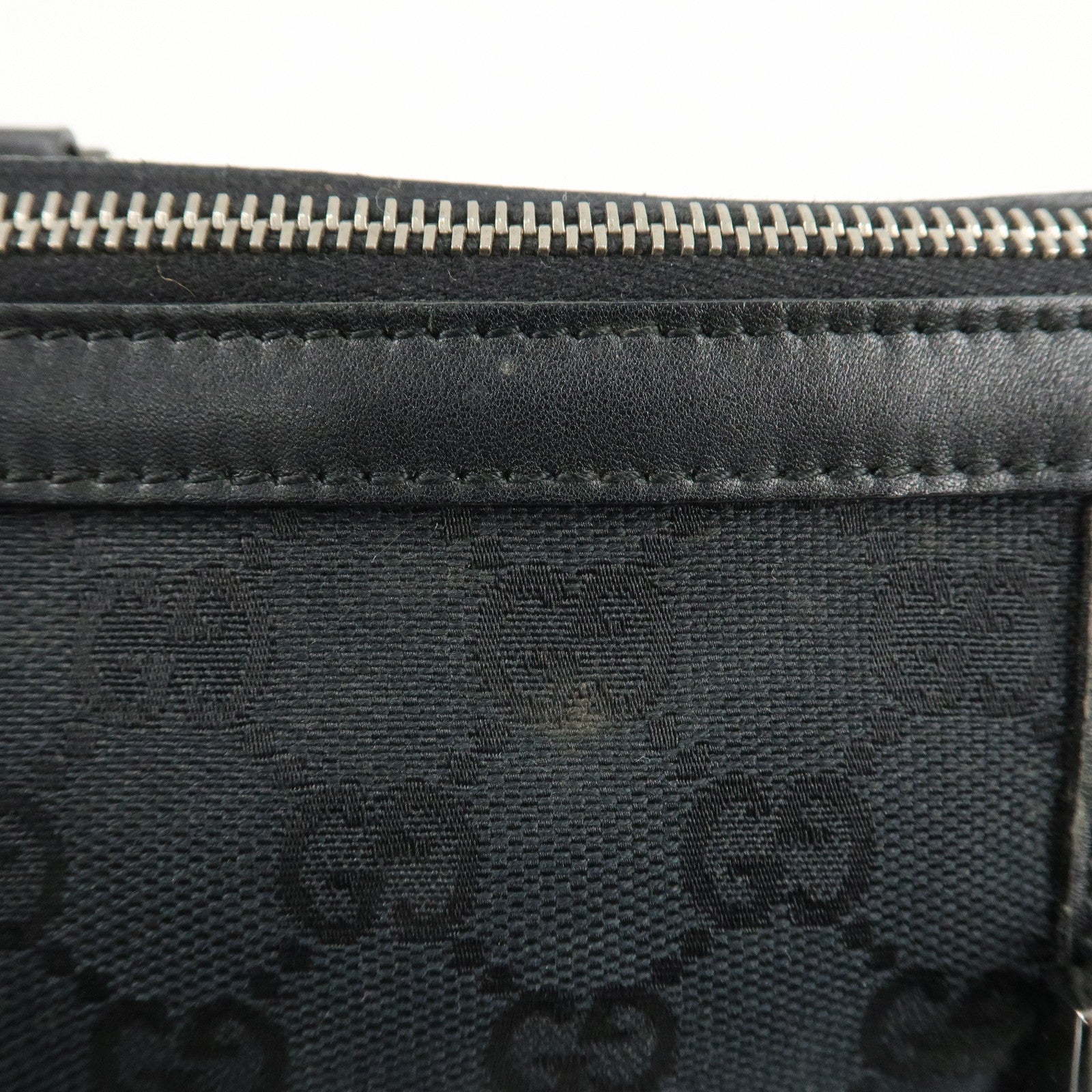 GUCCI GG Canvas Leather Mini Boston Bag Black