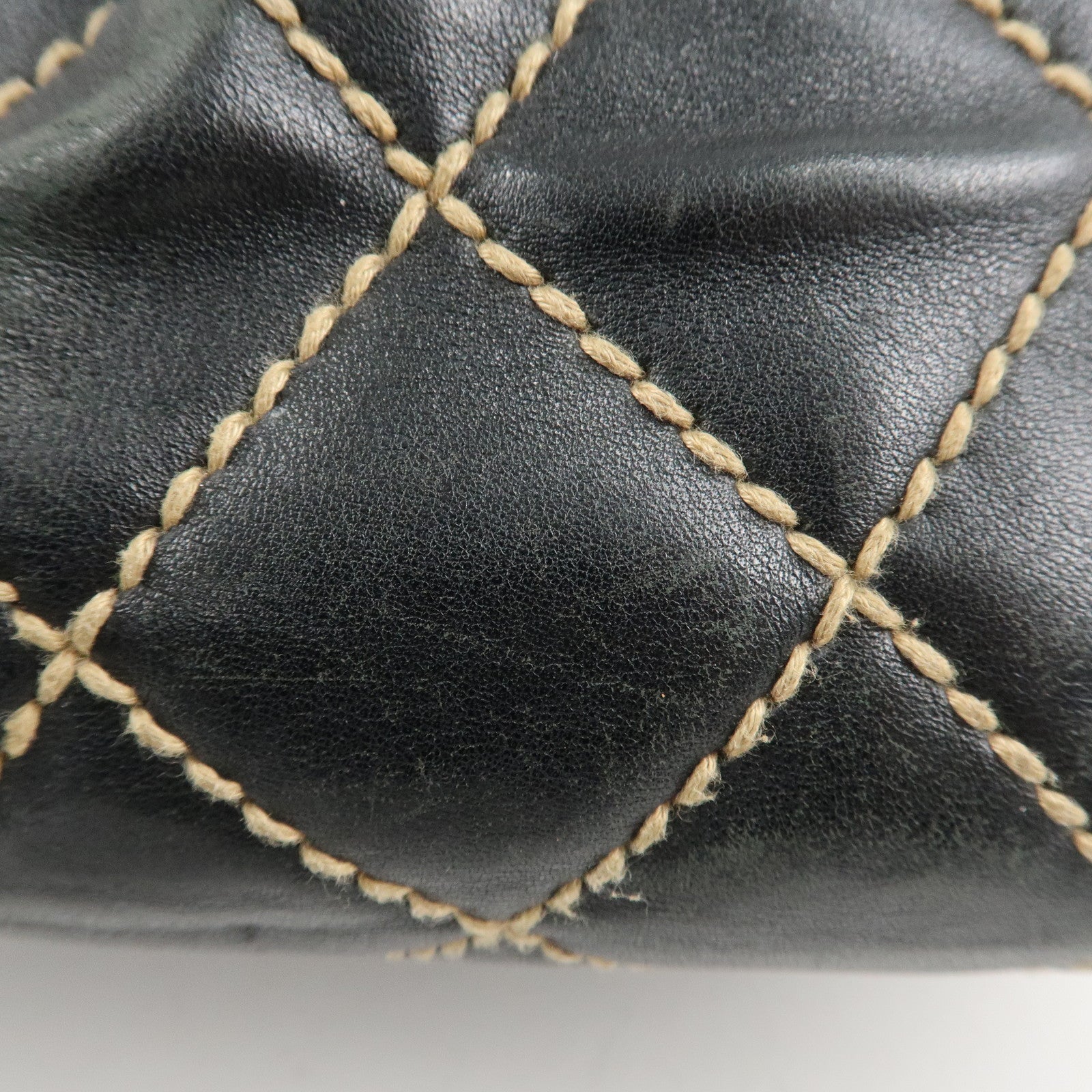 CHANEL Wild Stitch Lambskin Shoulder Bag Hand Bag Black A20663