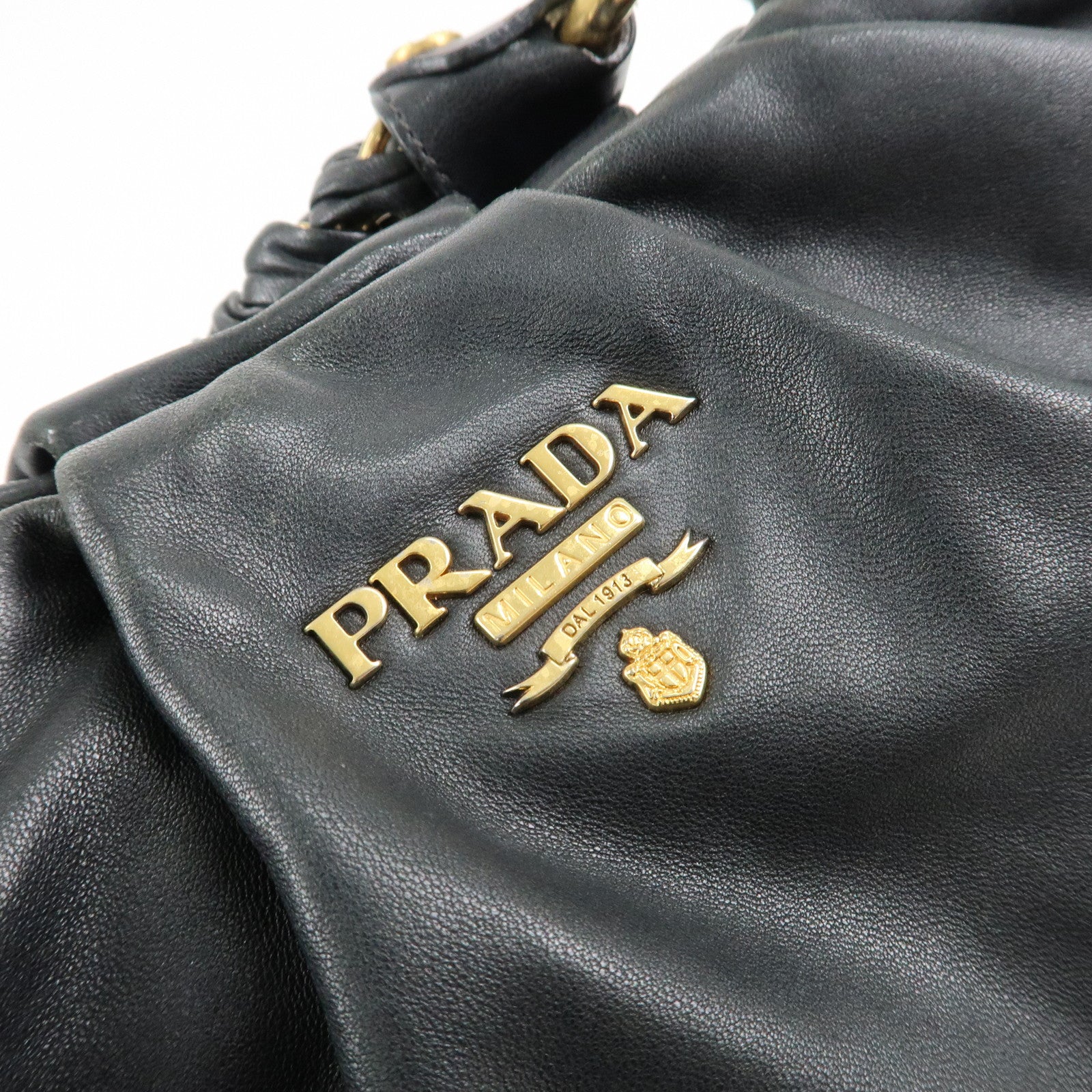 PRADA Leather 2Way Hand Bag Shoulder Bag Black BN2324