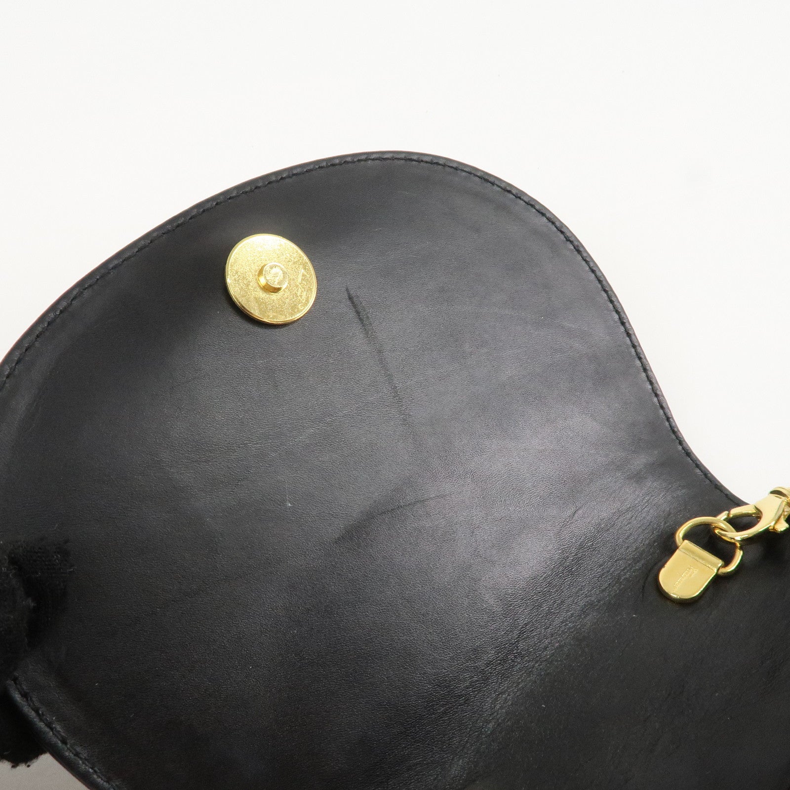 Ferragamo Varra Leather Chain Shouder Bag Gold Chain Black Used