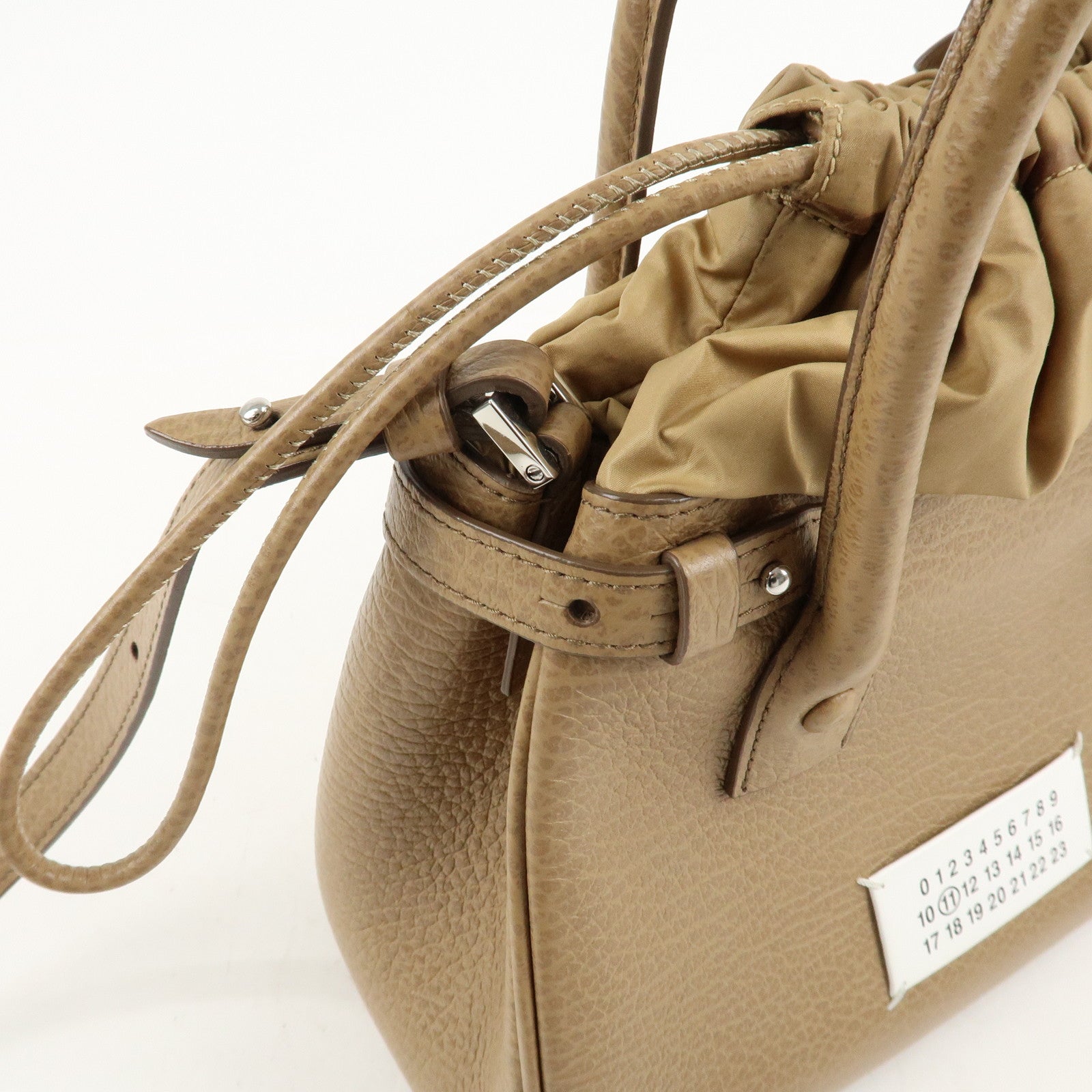 Maison Margiela Leather Drawstring 2Way Bag Hand Bag Beige