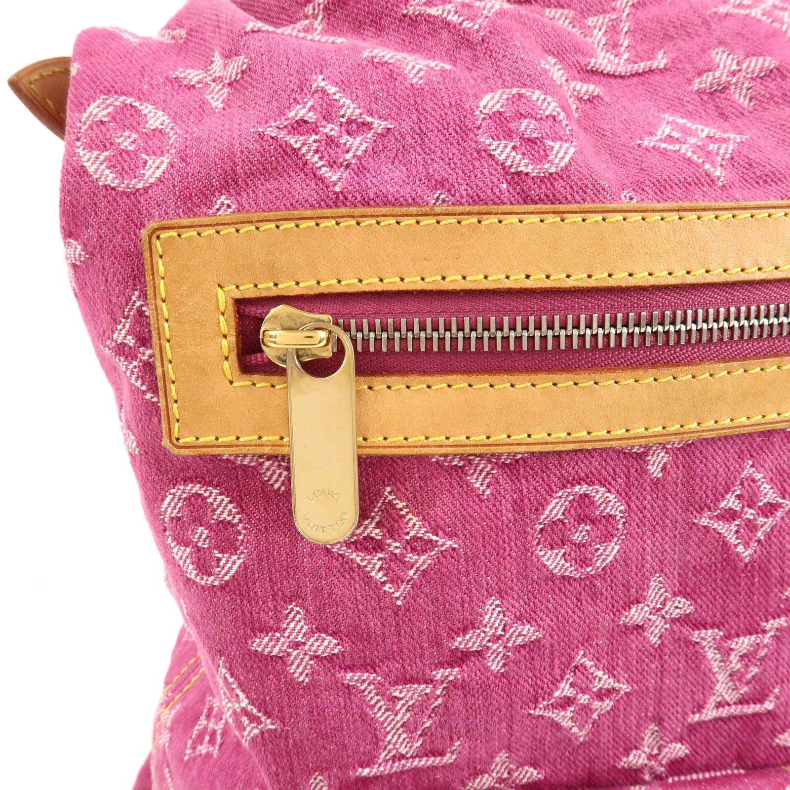 Louis Vuitton Monogram Denim Baggy GM Shoulder Bag Fuchsia M95210 Used