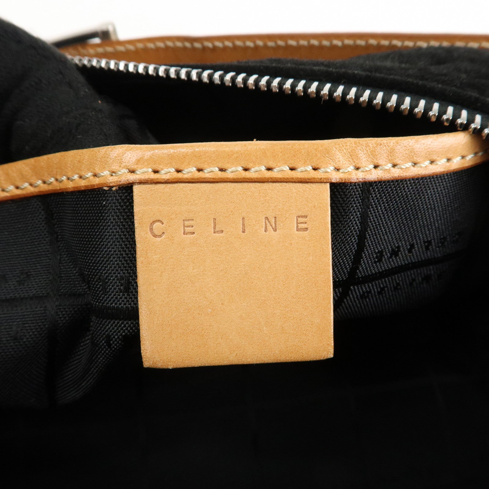 CELINE C Macadam Suede Shoulder Bag Hand Bag Black Used