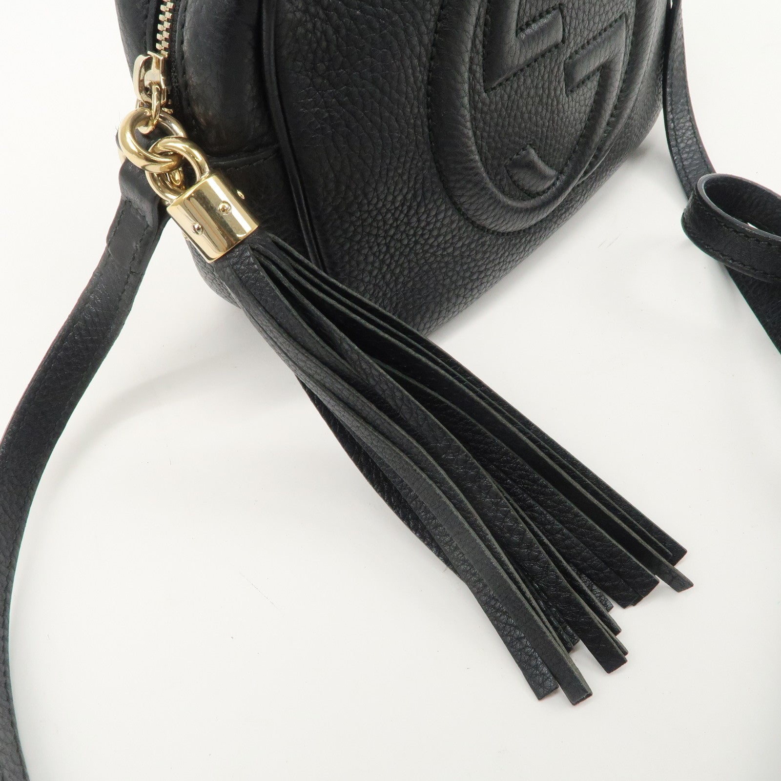 GUCCI SOHO Leather Small Disco Shoulder Bag Black 308364