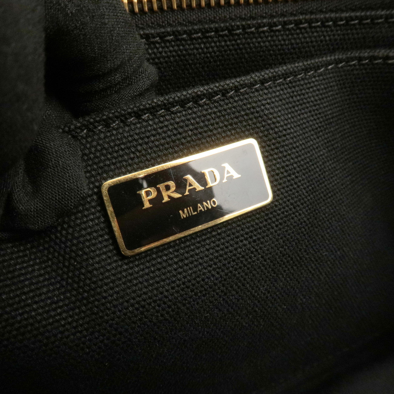 PRADA Canapa Mini Canvas Tote Bag Hand Bag Black 1BG439