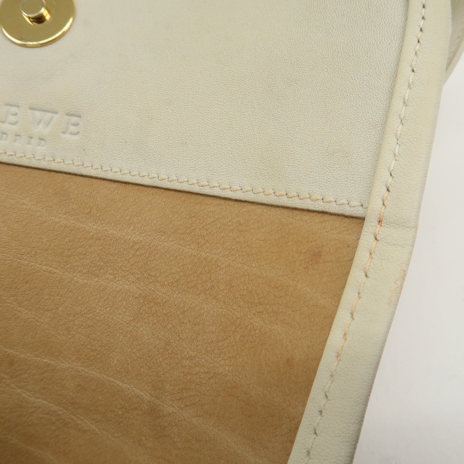 LOEWE Anagram Suede Leather Shoulder Bag Beige Ivory