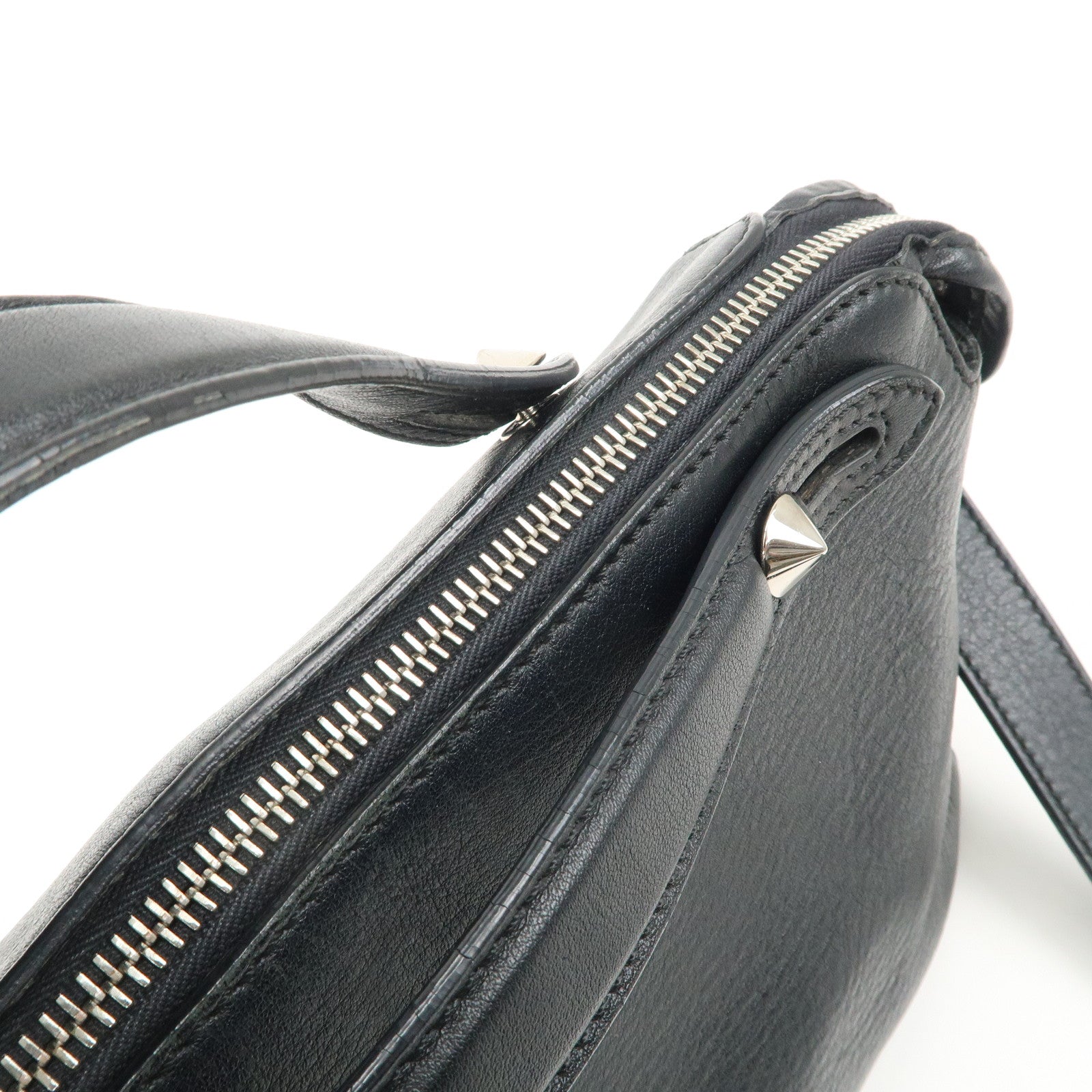 FENDI Bay The Way Leather 2Way Bag Shoulder Bag Black 8BL124