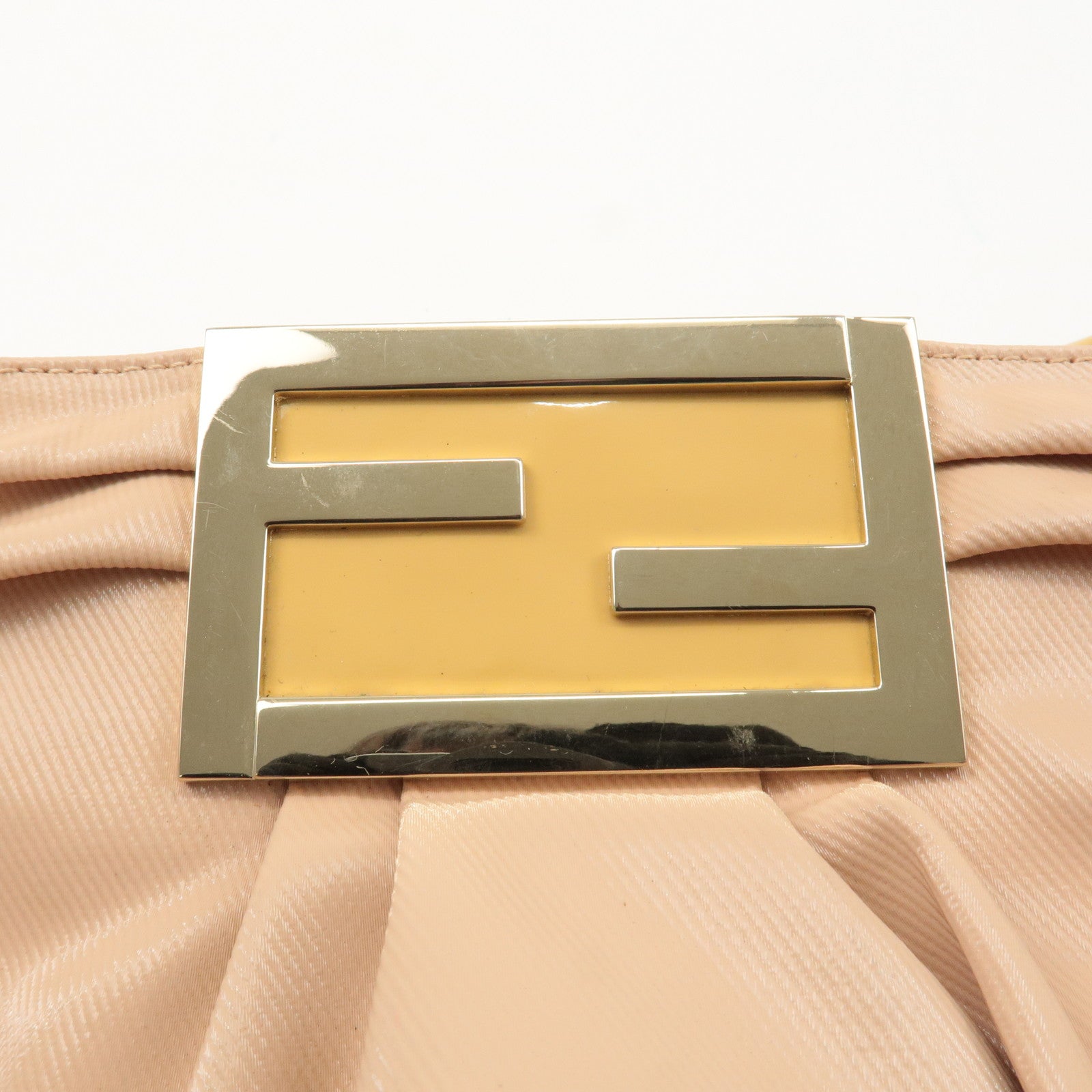 FENDI Nylon Enamel Hand Bag Pink Beige 8BR615