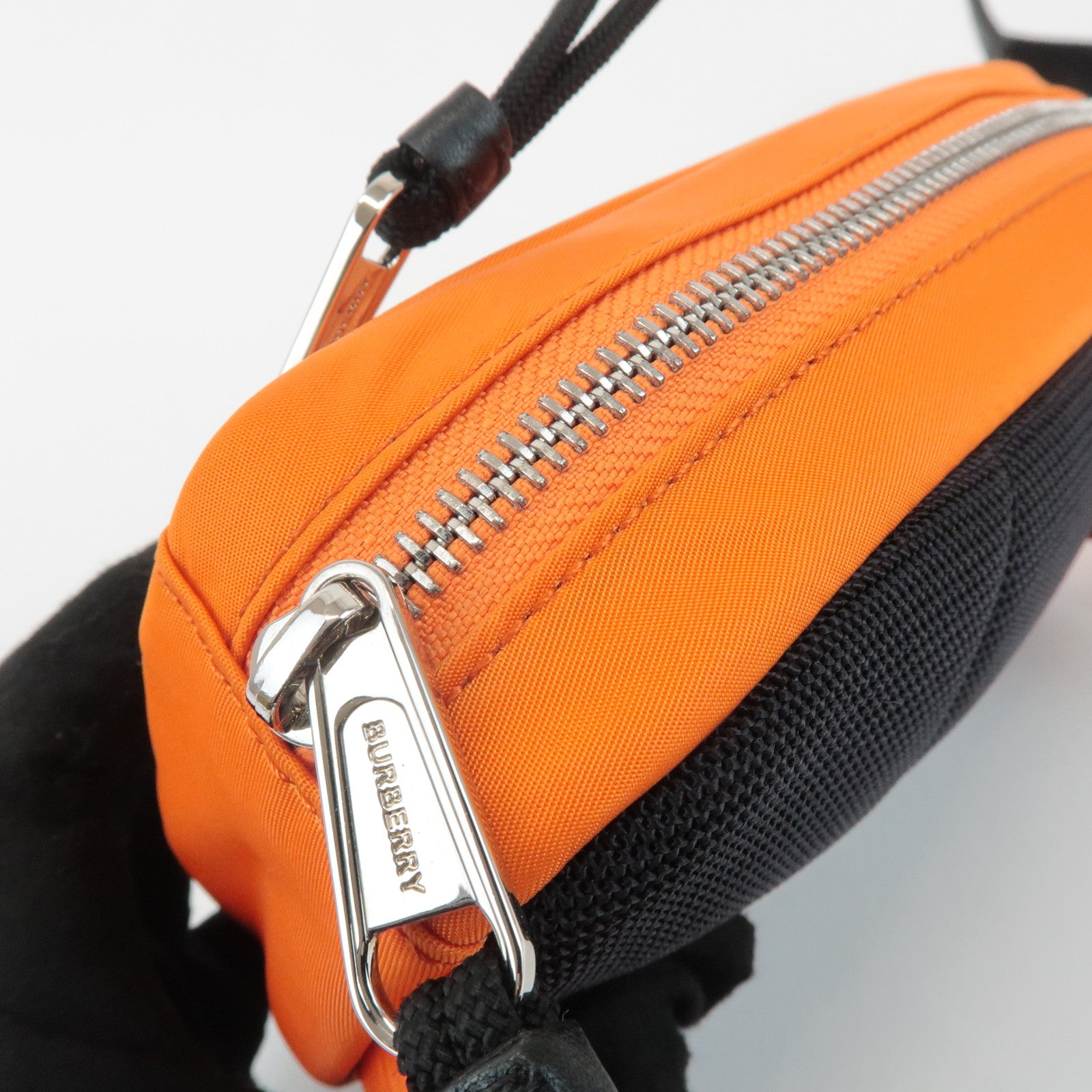 BURBERRY London Nylon Leather Waist Bag Crossbody Bag Orange