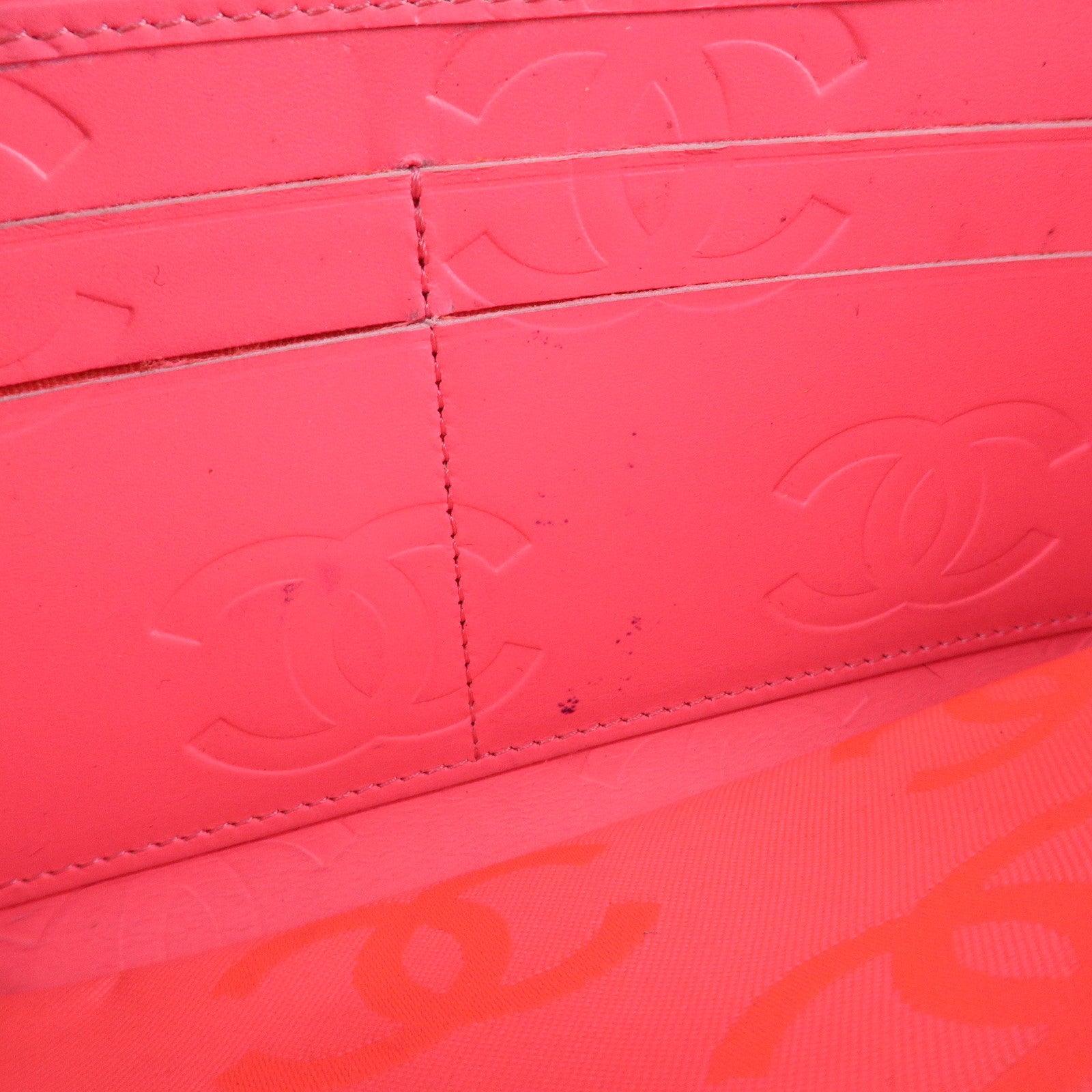 CHANEL Cambon Line Patent Leather Zip Around Long Wallet A50078 Used