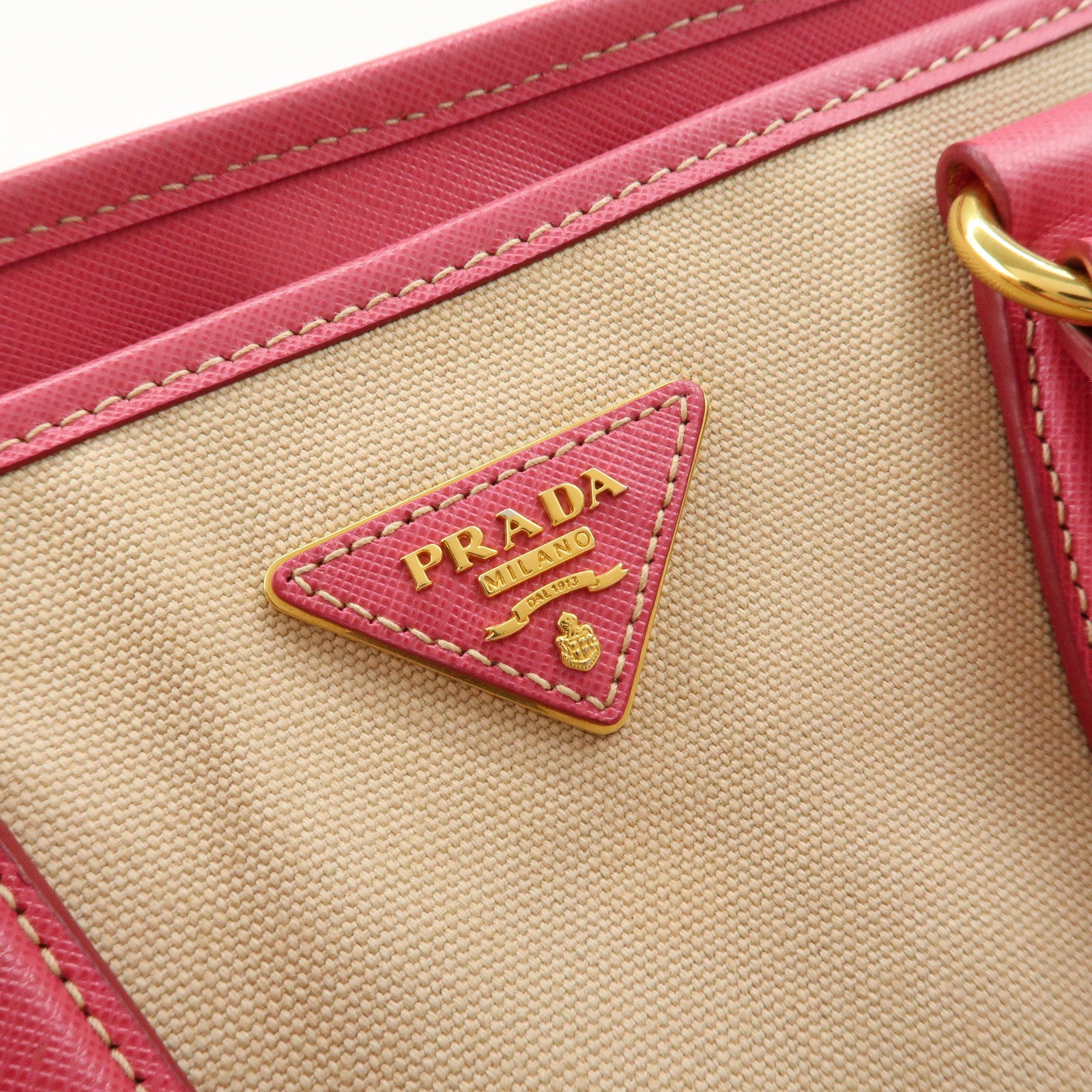 PRADA Canvas Leather Triangle Logo 2Way Bag Tote Bag BN2254