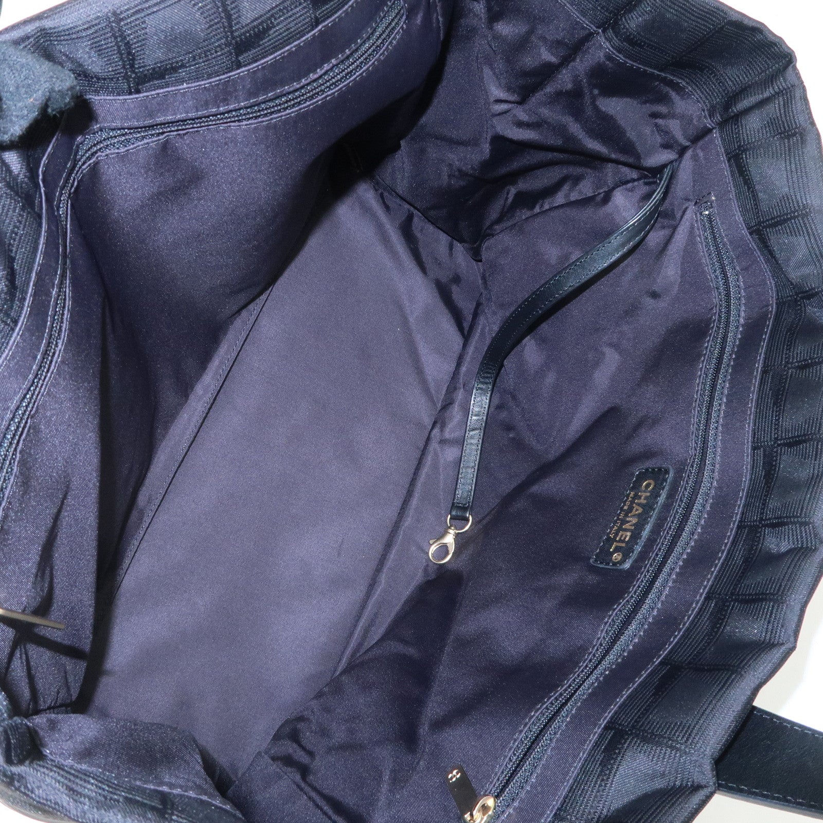 CHANEL New Travel Line Nylon Jacquard Leather Tote Bag A15991 Used