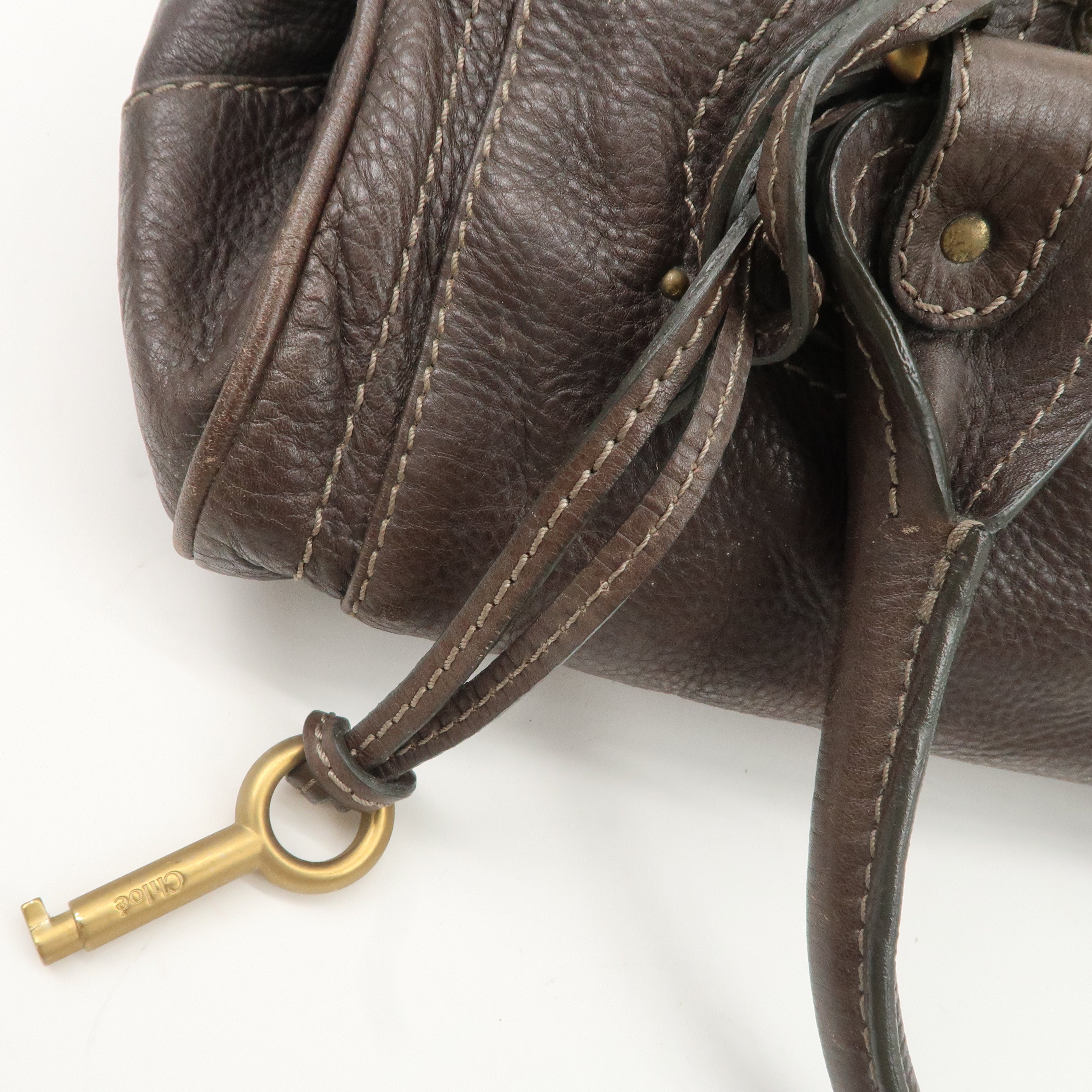 Chloe Paddington Leather Shoulder Bag Hand Bag Dark Brown Used