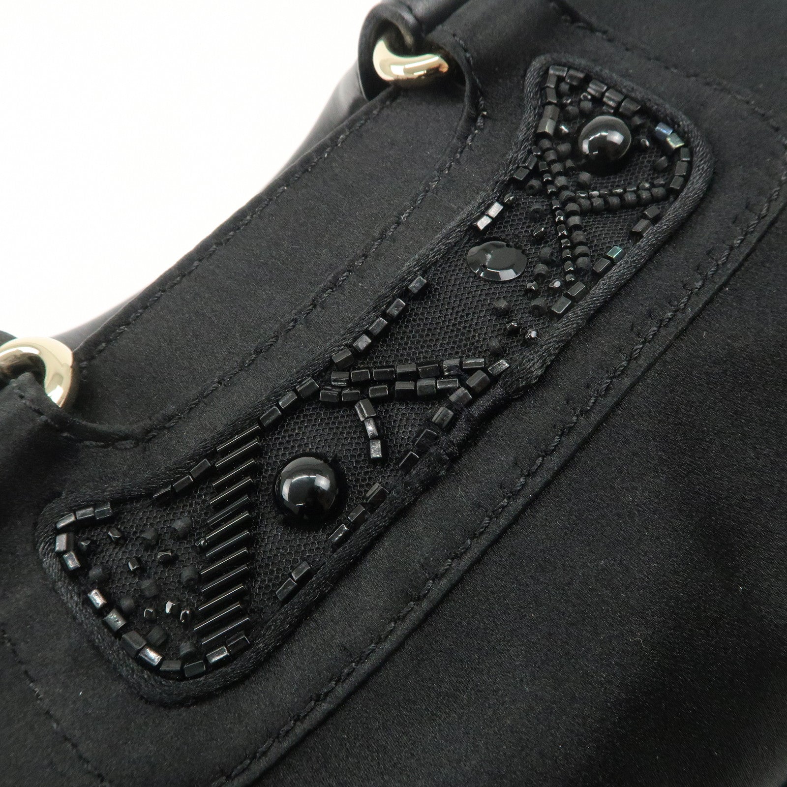 CELINE Macadam Satin Leather Mini Boogie Bag Beads Macadam Stamp Used