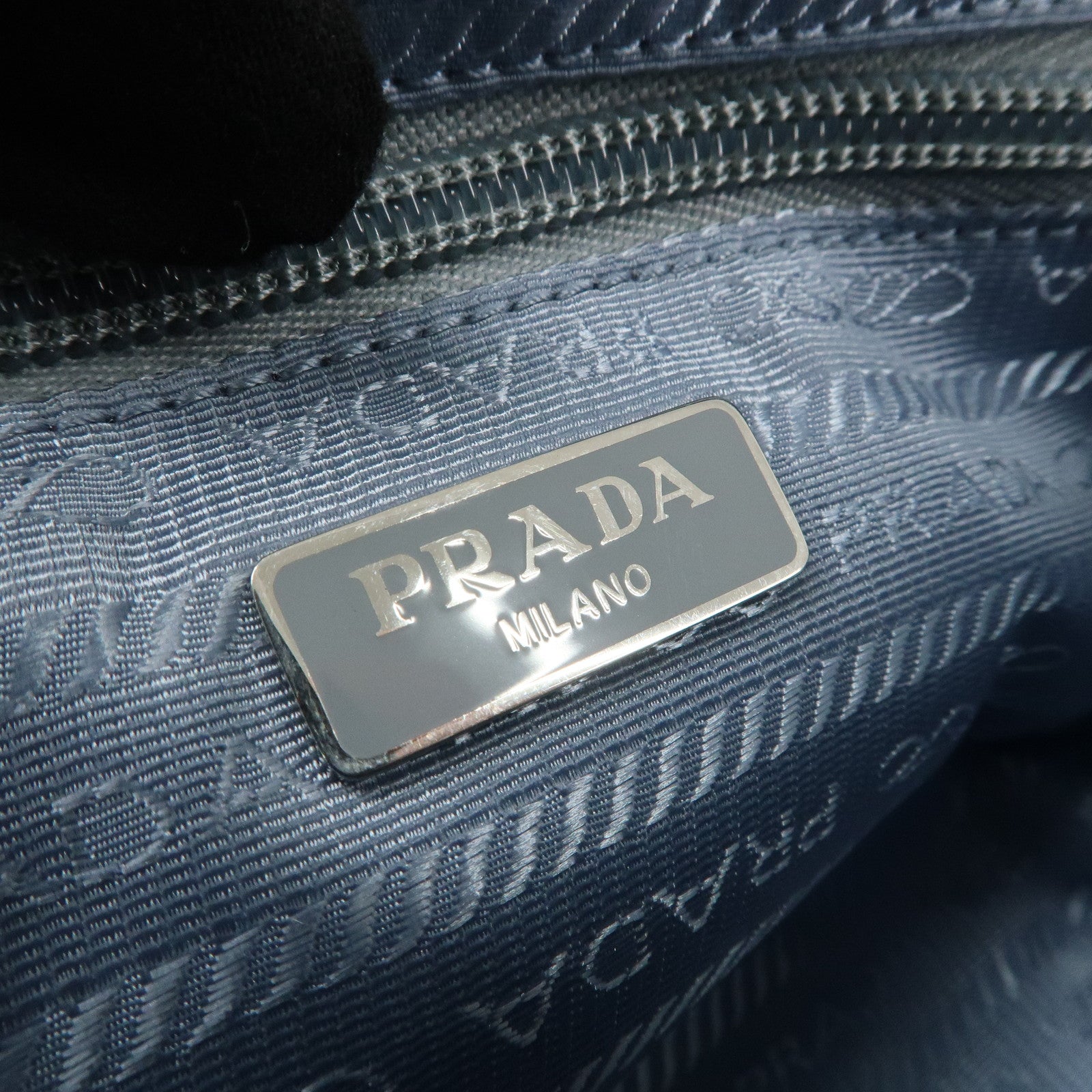 PRADA Logo Nylon Saffiano Leather Pouch Light Blue 1NE021