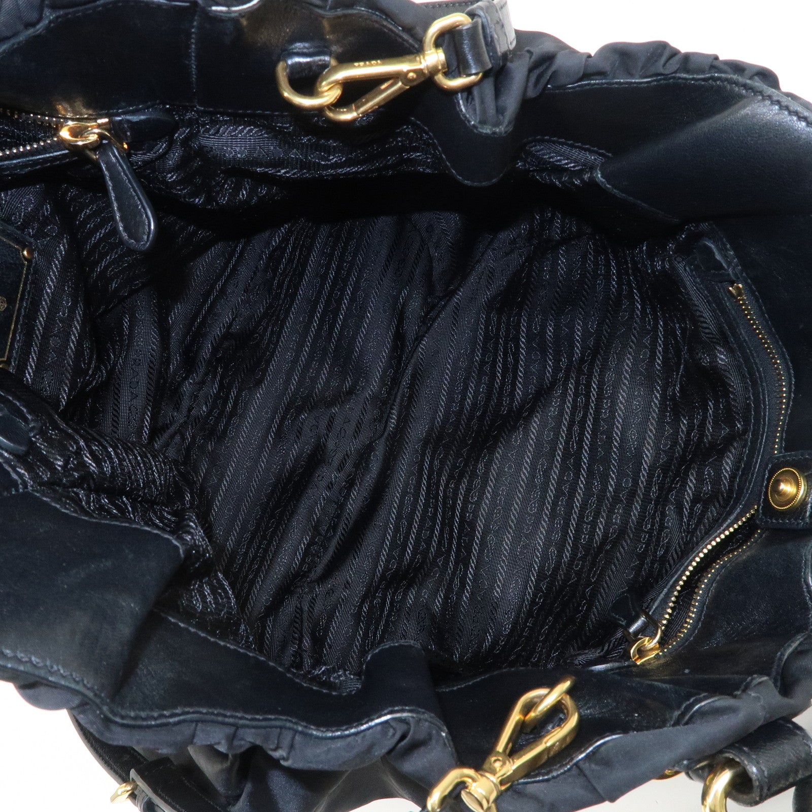 PRADA Nylon Leather 2Way Shoulder Bag Hand Bag Black