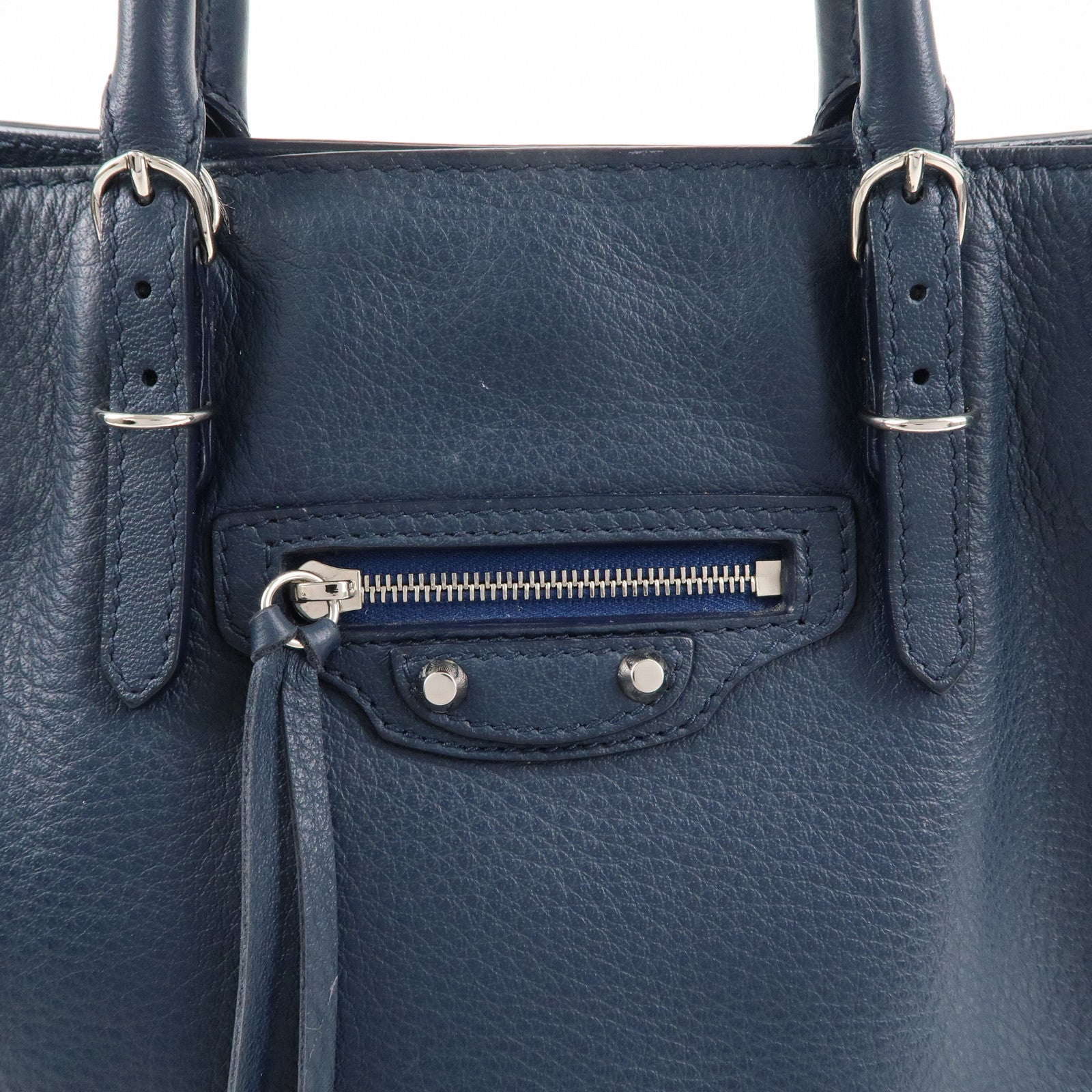 BALENCIAGA Paper Mini Leather 2Way Bag Navy 370926