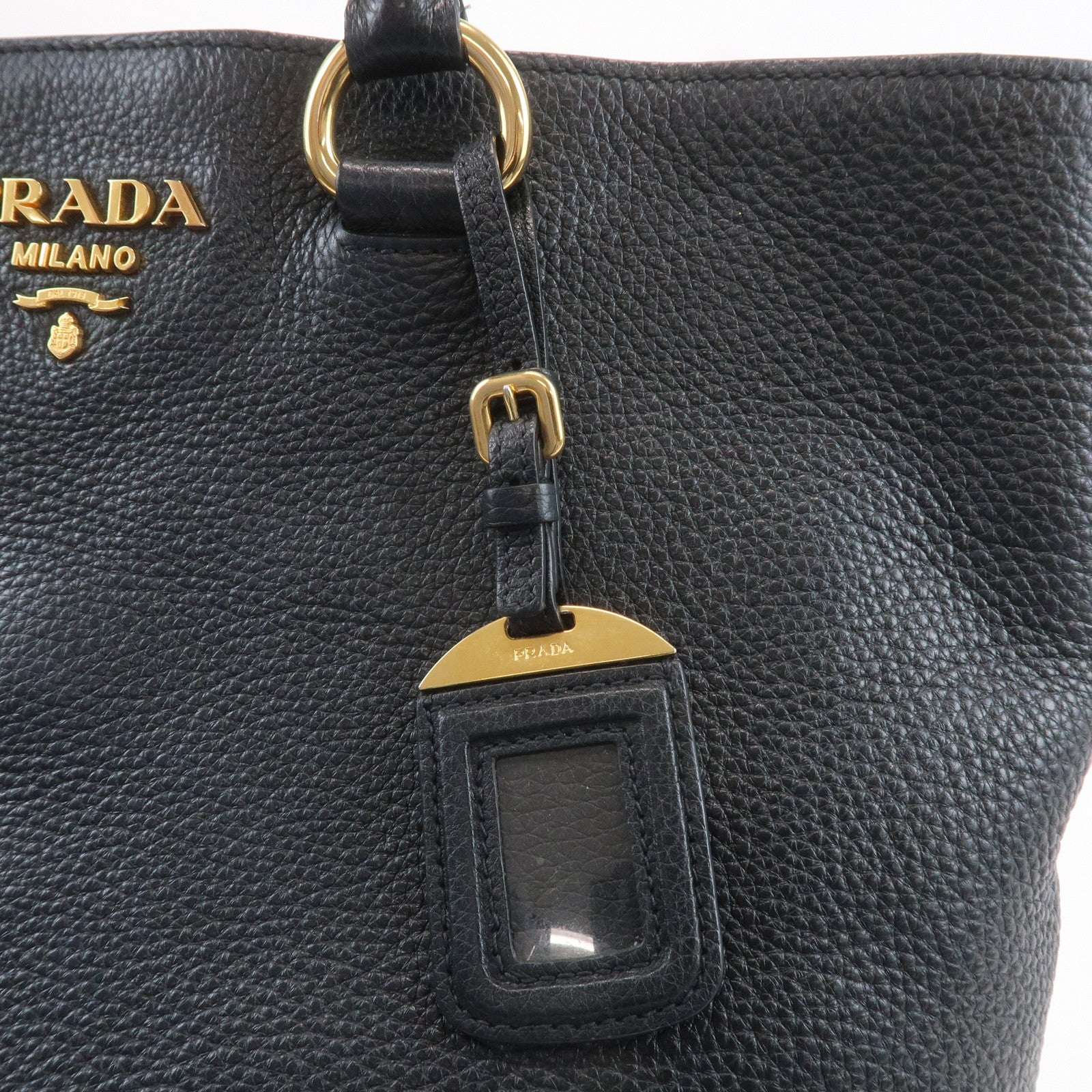 PRADA Leather 2way Bag Tote Bag Black 1BG865