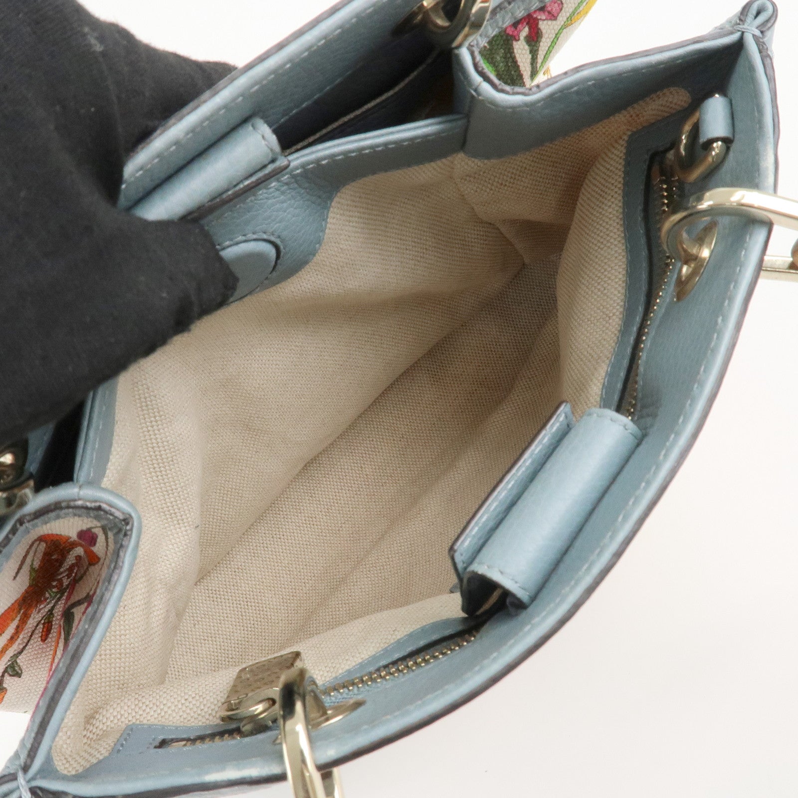 GUCCI Bamboo Canvas Leather 2Way Bag Flora Japan Limited 336032 Used