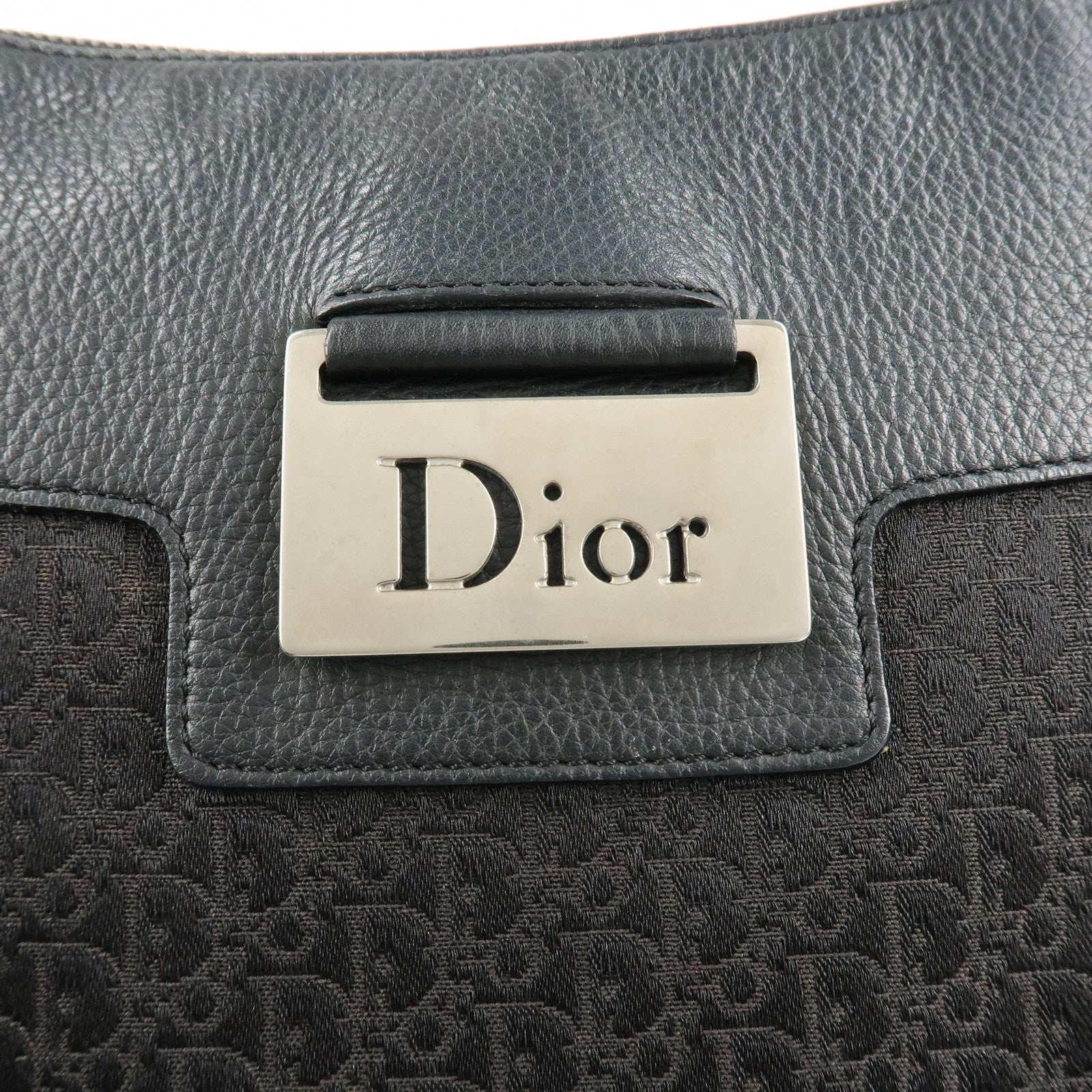 Chiristian Dior Trotter Canvas Leather Shoulder Bag Black